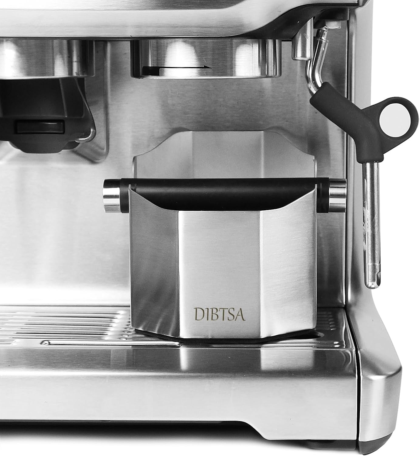 DIBTSA Espresso Knock Box, with Removable Knock Bar and Non-Slip Rubber Base, Espresso Accessory, Stainless Steel, Silver, Small