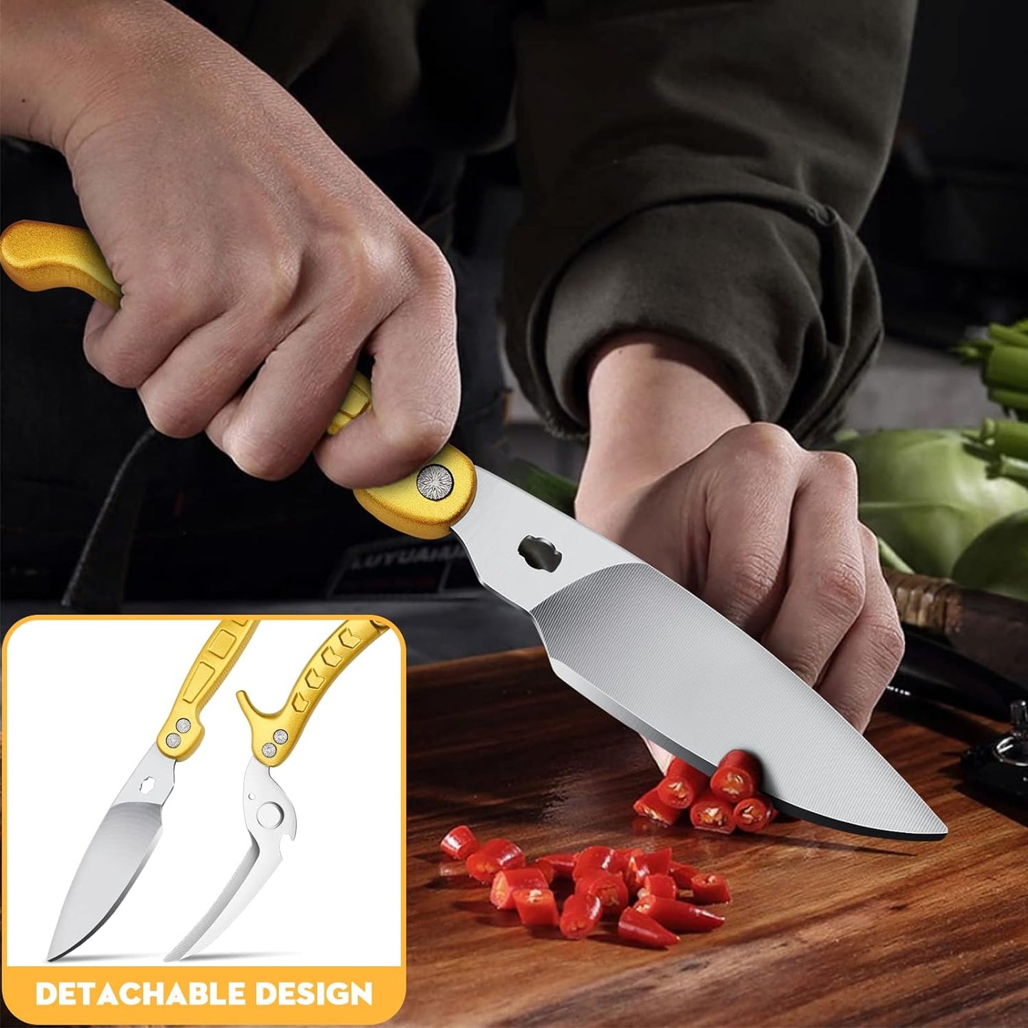 DRAGON RIOT Heavy Duty Poultry Shears - A Must Have Kitchen Shears for Chicken and Meat Cutting - Dishwasher Safe and Stainless Food Kitchen Scissors for Thanksgiving(Golden)
