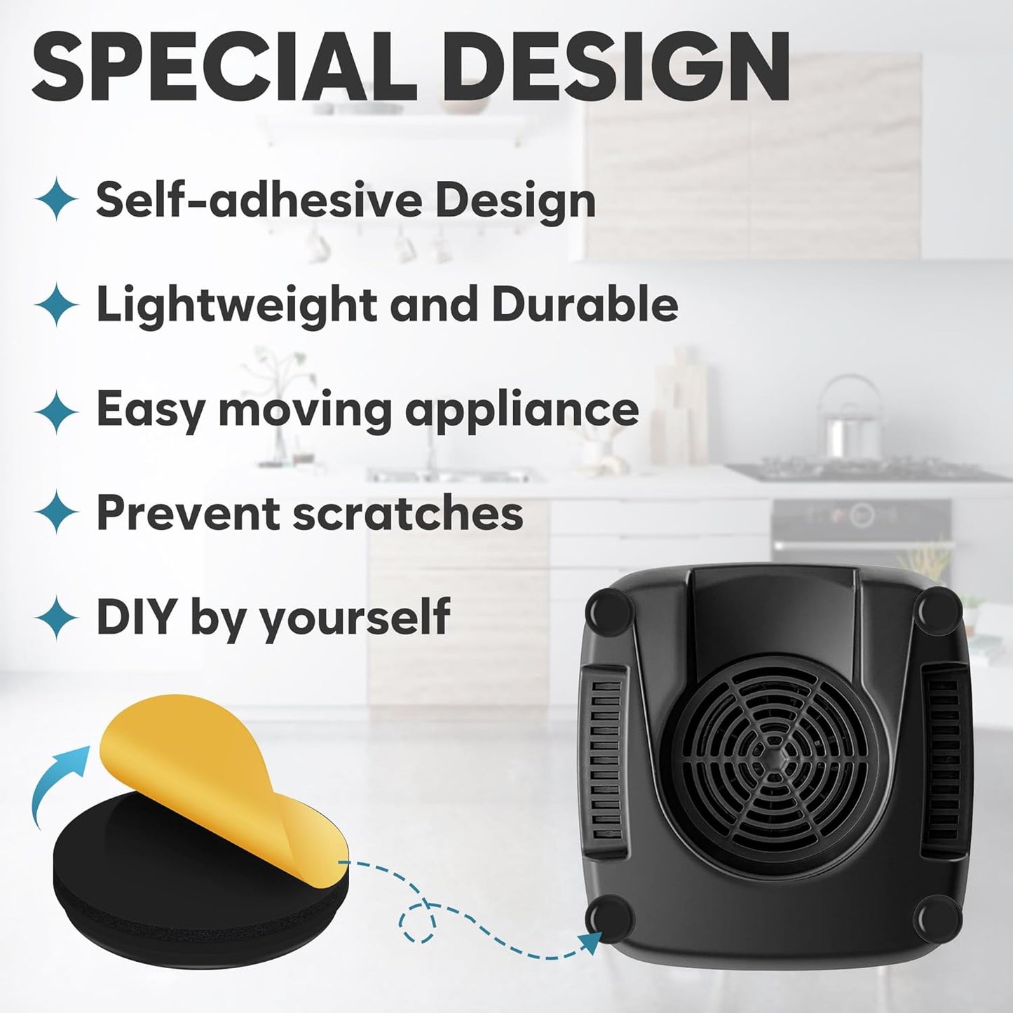 Appliance Sliders for Kitchen Appliances 16 PCS Self-Adhesive Small Kitchen Appliance Accessories Kitchen Hacks Easy to MovIing & Space Saving Kitchen Must Have Gadgets