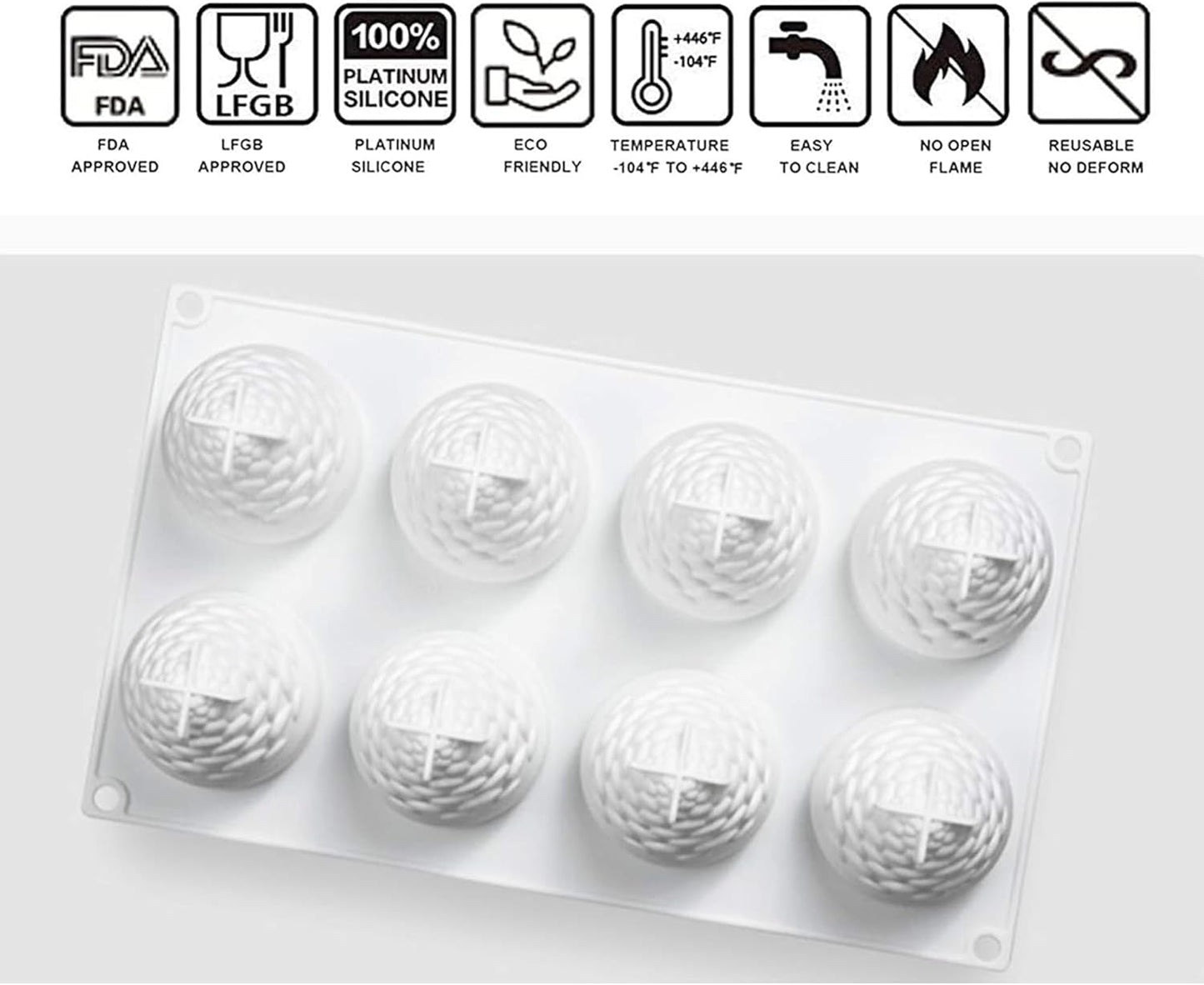 OCPO KITCHEN 3D Pinecone Silicone Mold for Baking Mousse Cake, French Dessert, Soap, Candles, Christmas Cake Decorating Mold, Pinecone Shape (8-Cavity)