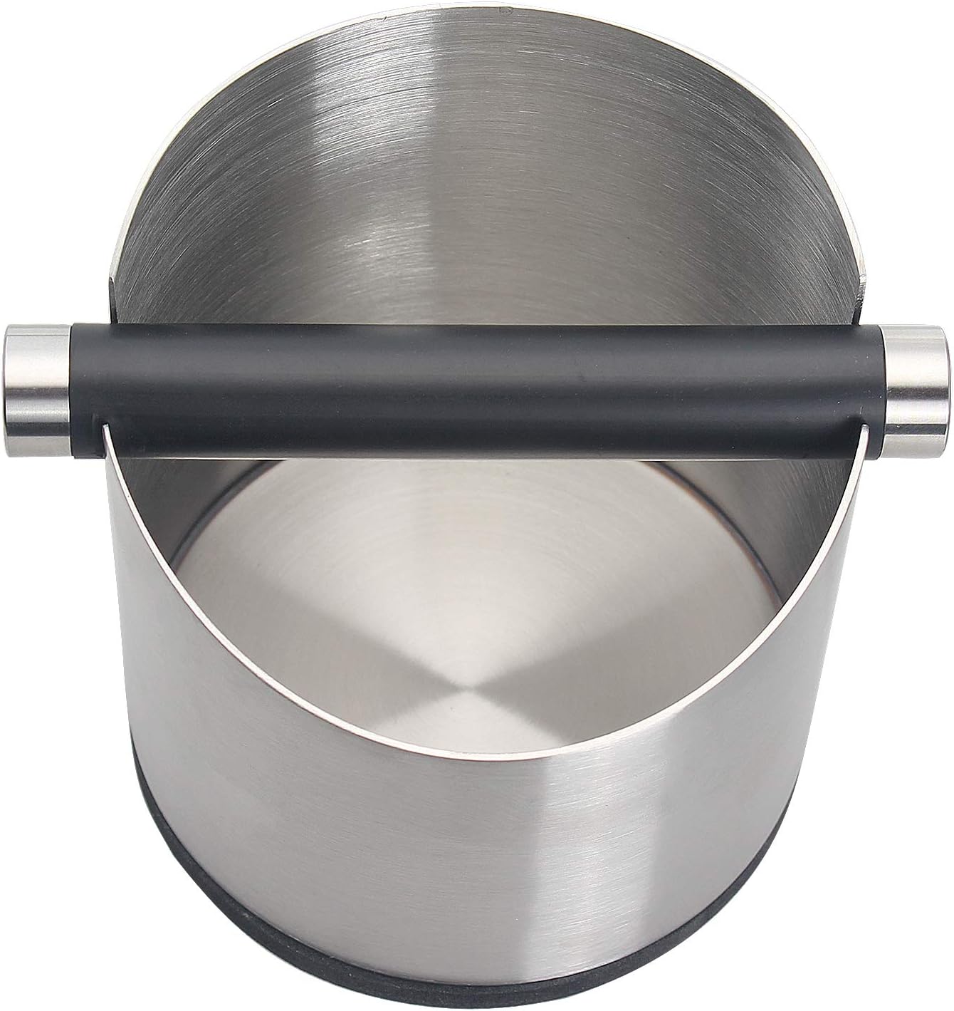 DIBTSA Espresso Knock Box, Stainless Steel Coffee Grounds Knock Box, With Removable Knock Bar and Non-Slip Rubber Base (Silver)
