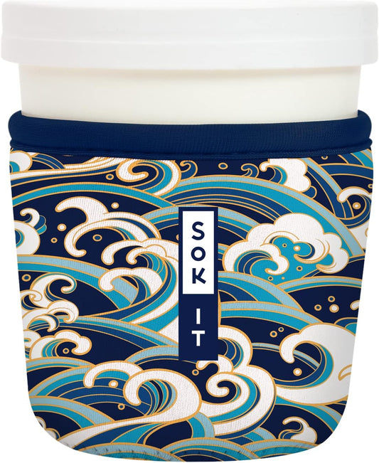 Sok It IceCreamSok Insulated Neoprene Cover (Perfect Wave, Tapered Ice Cream Pints)
