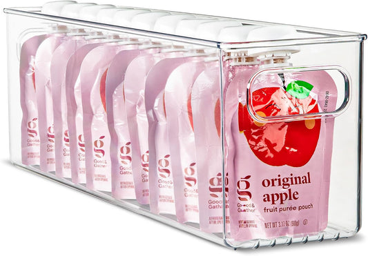 Plastic Food Storage Clear Container Bin with Handles for Organizing Kitchen, Pantry, Fridge, Freezer, Pantry,Bathroom. 16"x4"x5"