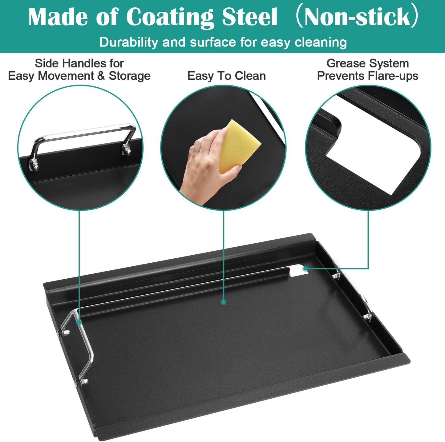 Full Size Griddle Inserts for Char-Broil Performance 2 Burner Series, Flat Top Griddle for Charbroil 463625217 463673517 463673017 463625219 463673519 Grill, Replace for G470-0002-W1 G470-0003-W1