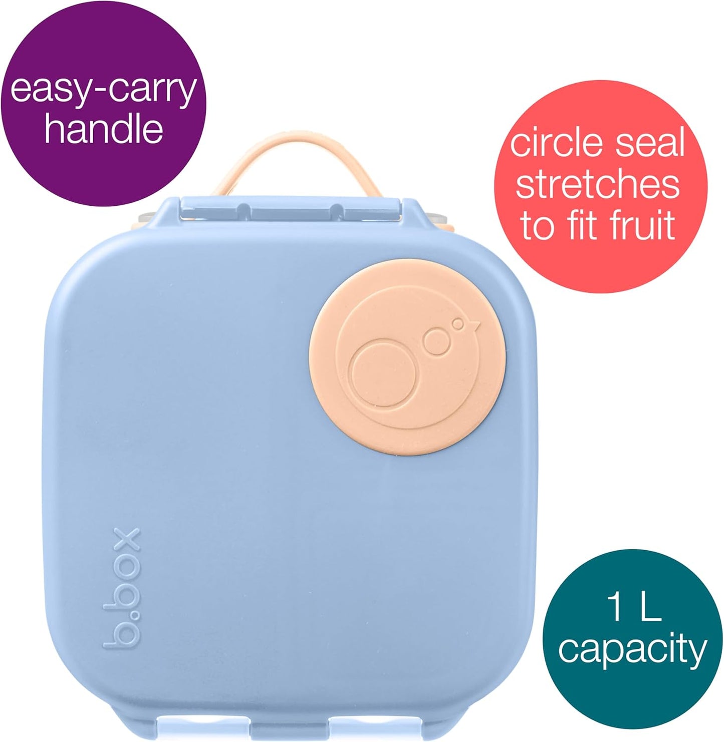b.box Mini Lunch Box, Bento Box for Kids, Snack Container with 2 Leak Proof Compartments, Reusable Snack Containers with Lids, Kids Lunch Boxes Ages 3+, BPA Free, 4 1/4 Cup Capacity (Feelin' Peachy)