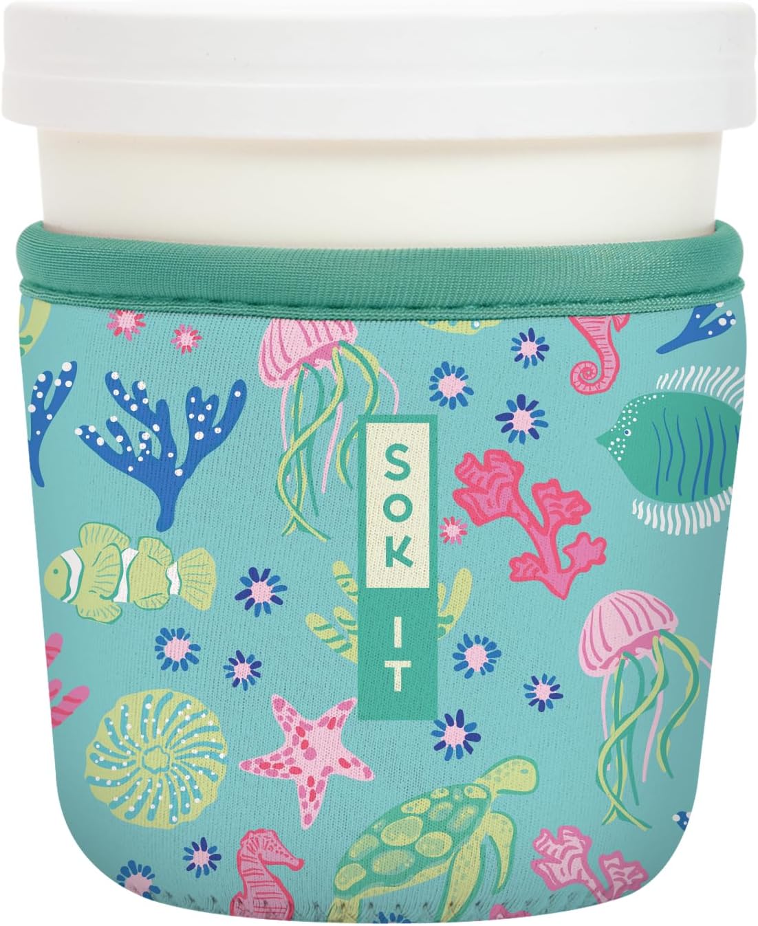 Sok It IceCreamSok Insulated Neoprene Cover (Under the Sea, Tapered Ice Cream Pints)