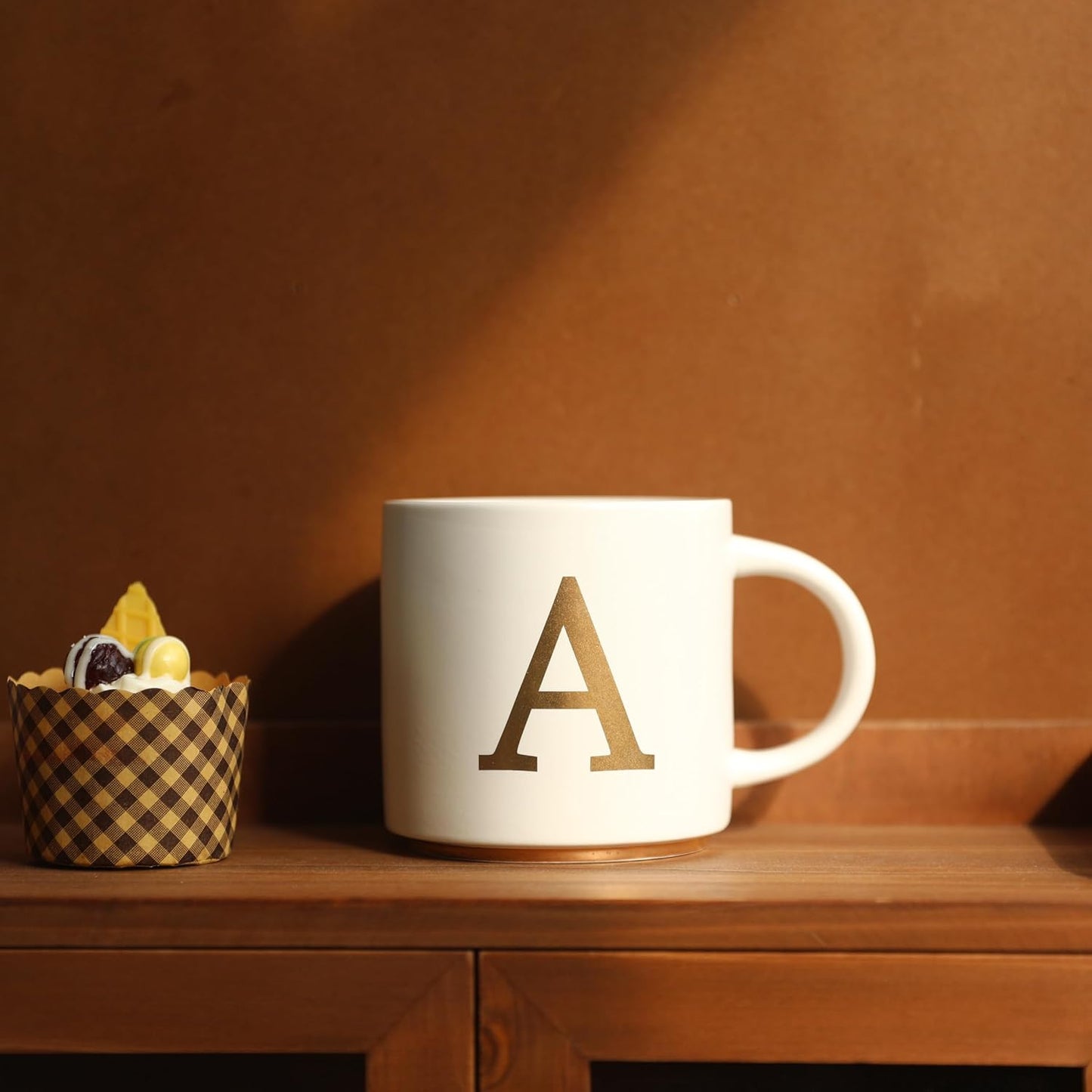 COLLECTIVE HOME - Monogram Ceramic Mugs, 15 oz Golden Initial Coffee Cups, Elegant Alphabet Tea Mugs, Elegant Personalized Mug with Gift Box, Unique Mug with Double Side Capital Letter (A)