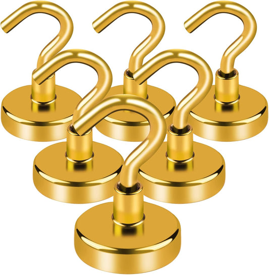 LOVIMAG Cruise Essentials Must Haves, 40Lbs Yellow Magnets, Strong Magnetic Hooks for Hanging, 6 Pack