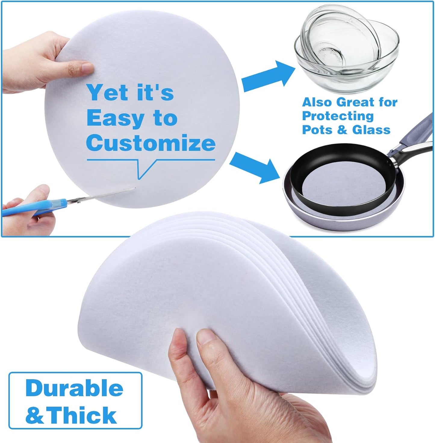 Imncya Plate Separators Storage, Set Of 60 And 3 Different Size, Thick and Premium Soft Felt Plate Dividers For China, Dish, Coffee Saucers Protecting and Stacking