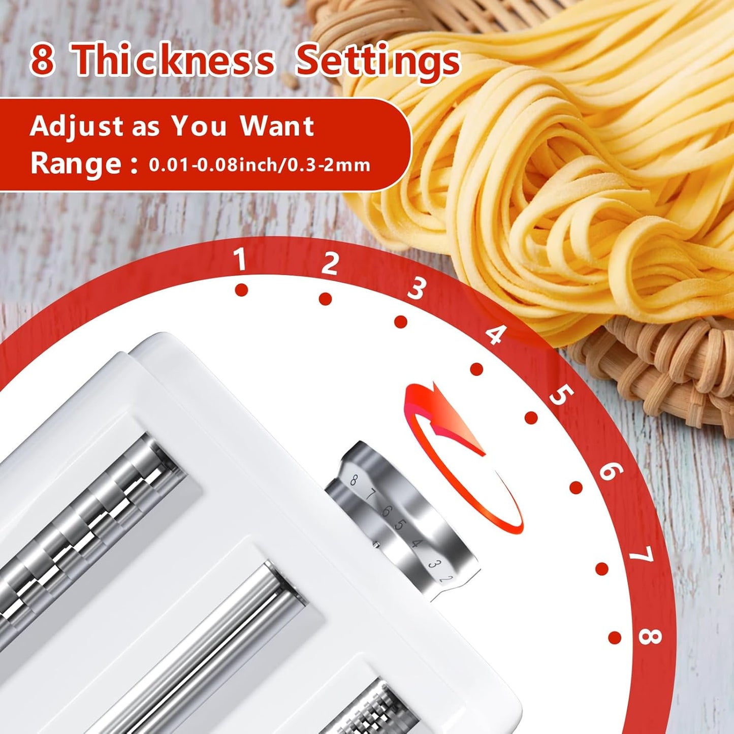 Pasta Maker Attachment for Kitchenaid/ Cuisinart Mixers, Noodle Maker 3 in 1 Set of Pasta Roller Fettuccine Cutter Spaghetti Cutter and Cleaning Brush, Electric Pasta Makers White
