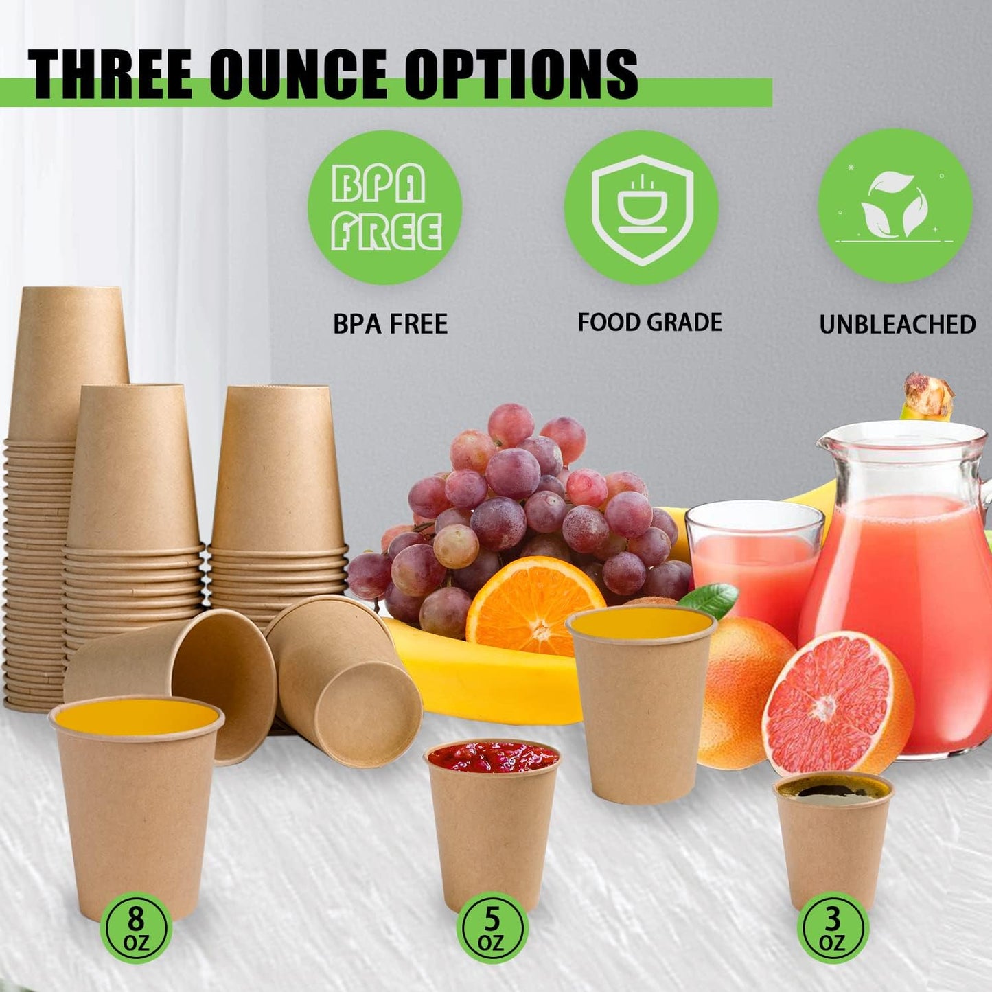 Lamosi 5 oz Paper Cups Disposable - 300 Count, Kraft Paper Cups for Bathroom Mouthwash, 5 ounce Espresso Coffee Cups for Home, Kitchen, Office