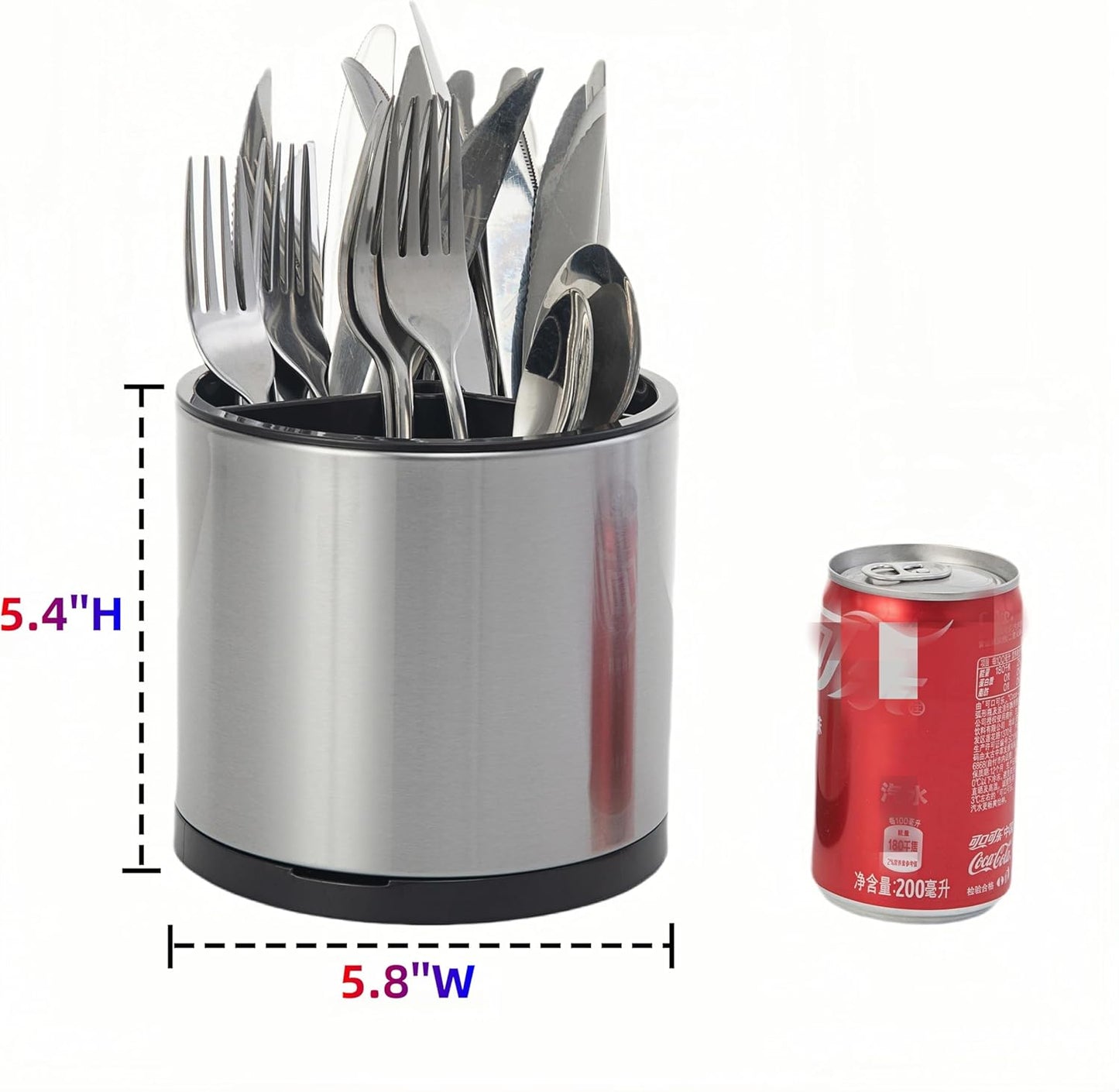 Utensil Holder,Kitchen Utensil Holder For Counter,Rotating Silverware Organizer Cooking Flatware Spoon Spatula Tool Cutlery Container Stainless Steel Caddy