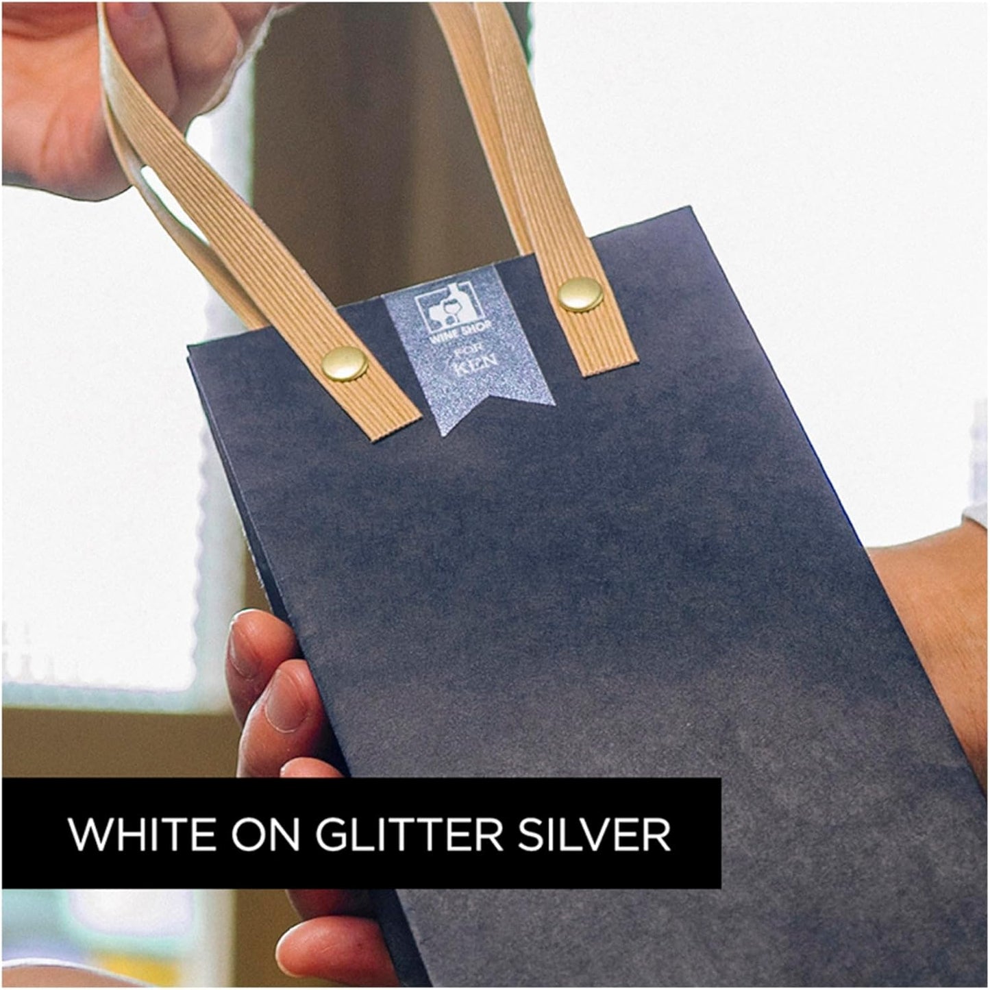 Brother Genuine P-touch TZe-PR935 White Print on Premium Glitter Silver Laminated Tape 12mm (0.47”) wide x 8m (26.2’) long, TZEPR935