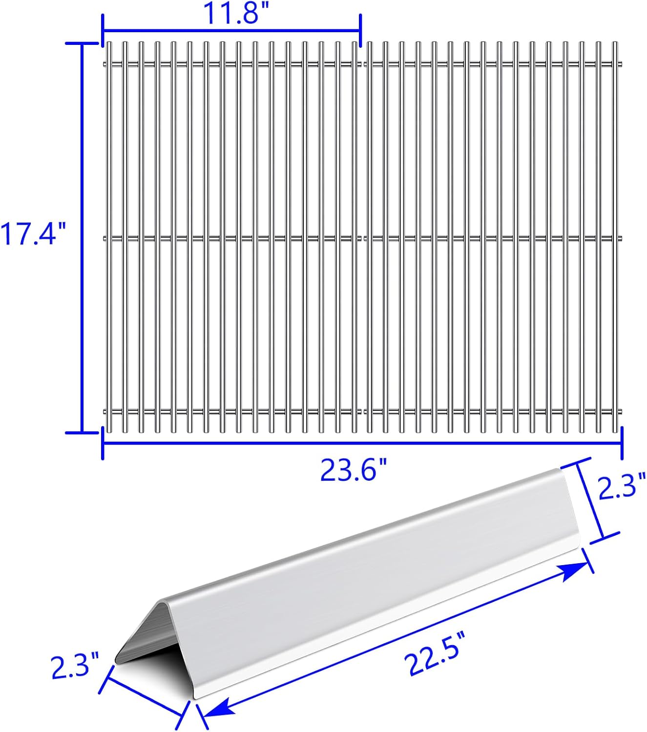 17.4” Grill Grates Replacement for 7536 7525 Weber Spirit Grill E-310, E-320, 300 Series, Weber Genesis Silver B/C, Gold B/C, Platinum B/C, Spirit 700 and 900, Flavorizer Bars Cook Grid Parts