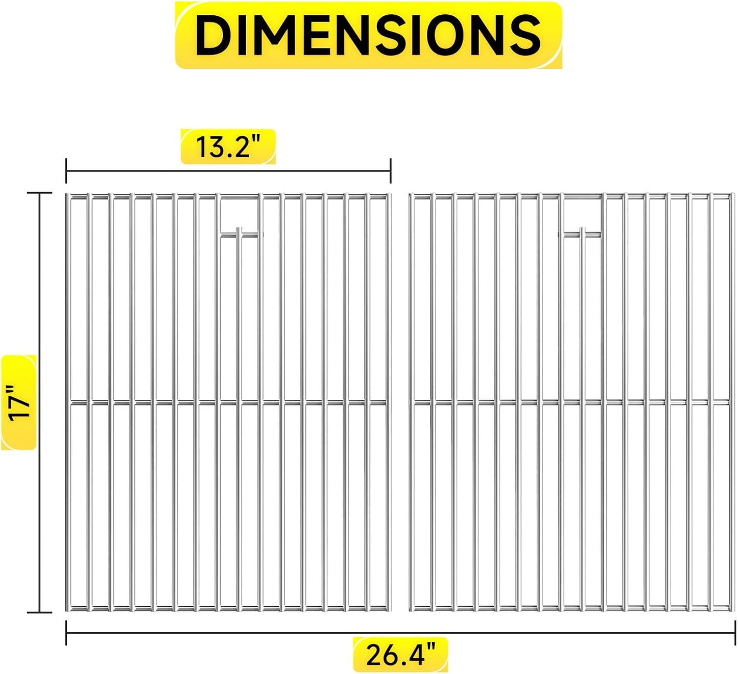 17 inch Stainless Steel Cooking Grates for Home Depot Nexgrill 720-0830H, 720-0830D, 720-0783E, 720-0783C, Heavy Duty Grill Replacement Parts for Kenmore Uniflame GBC981, 2 Pack