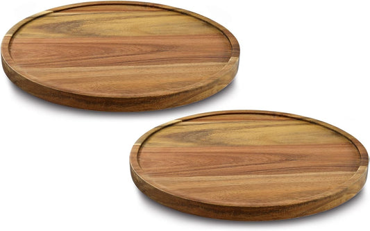 10" Acacia Wood Lazy Susan Organizer Kitchen Turntable for Cabinet Pantry Table Organization,2 Pack