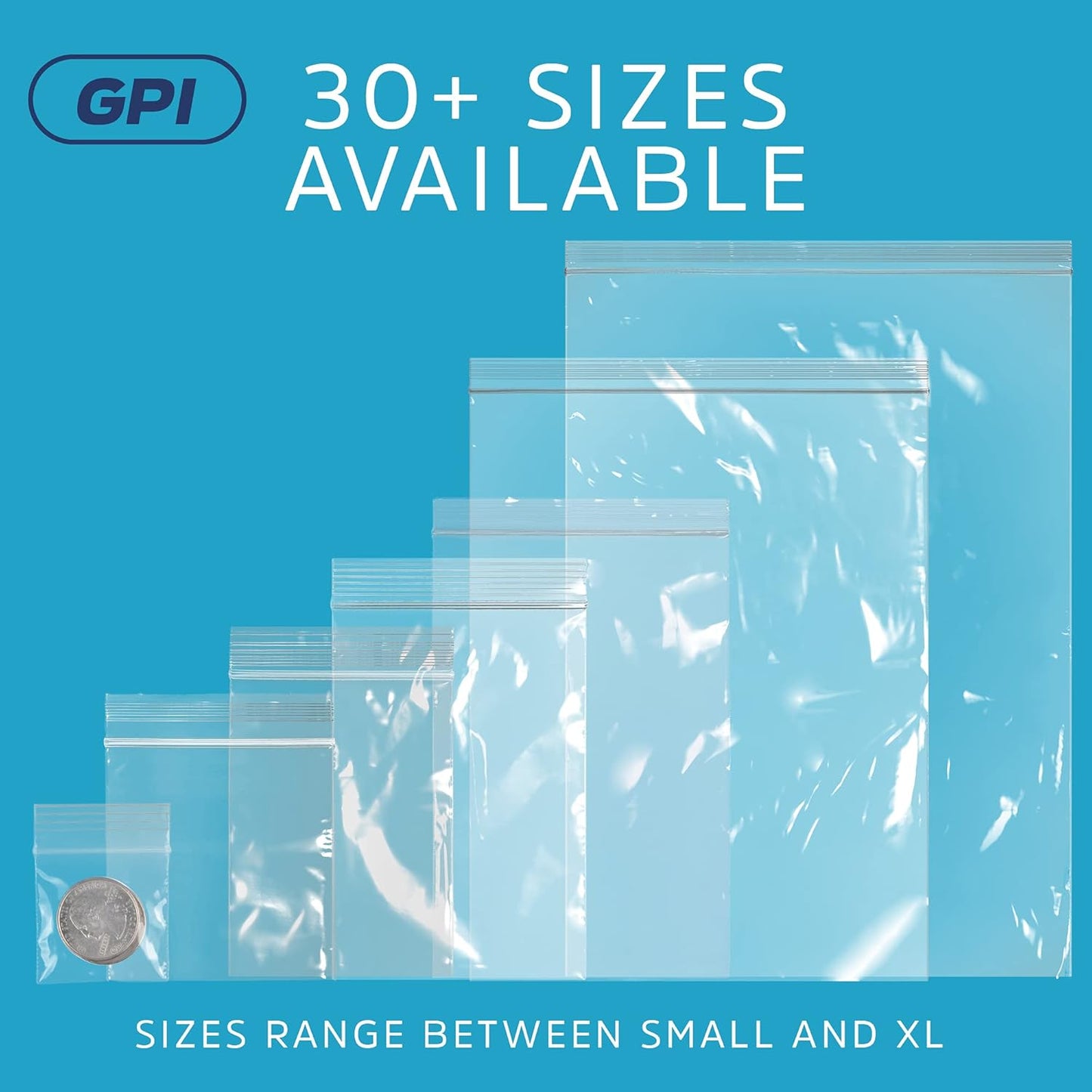 GPI - 10" x 10", Case of 1000, Clear Plastic Reclosable Zip bags, Large, Bulk 2 mil Thick Strong & Durable Poly Baggies With Resealable Zip Top Lock For Travel, Storage, Packaging & Shipping.