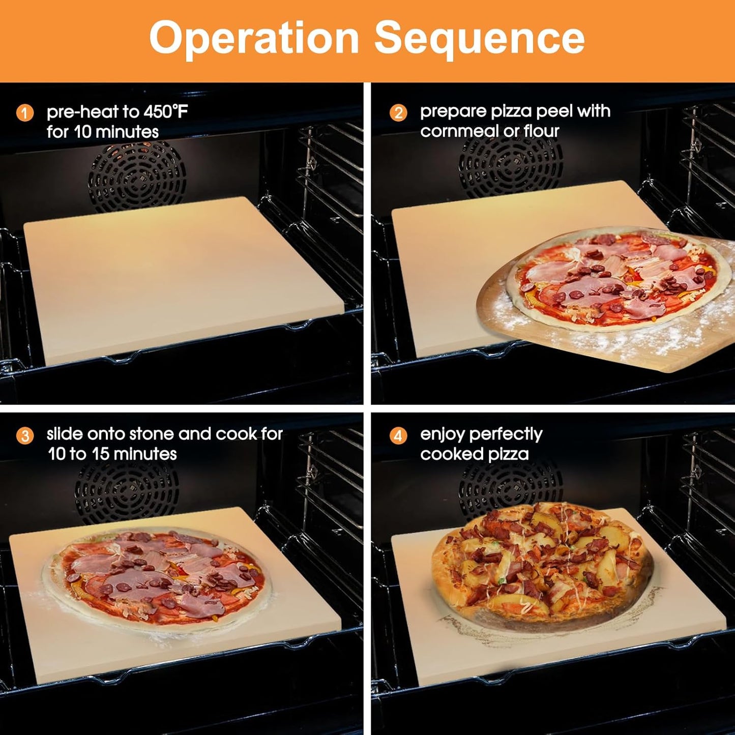 12x12 inch Pizza Stone,for RV Oven and Grill,square baking stone, cordierite pizza stone,for Pizza,Bread, Pie, BBQ, Durable and Safe, Give away Plastic Scraper