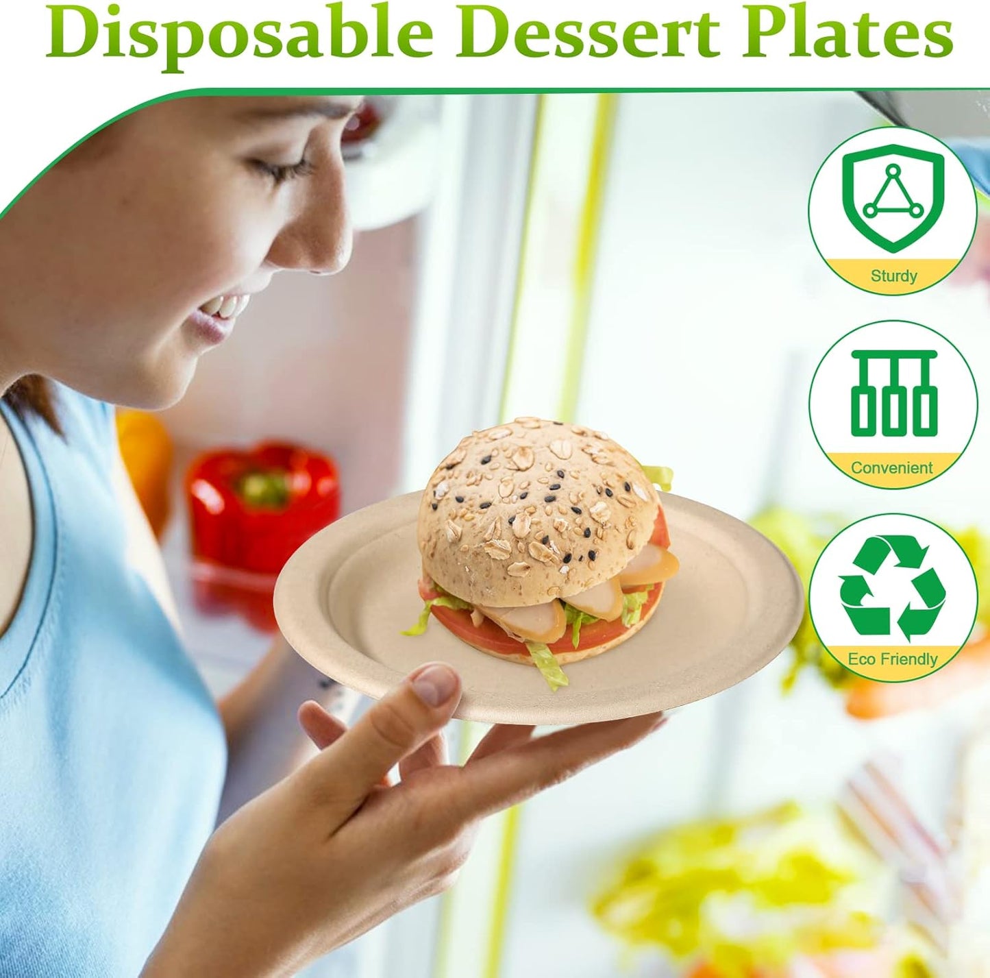 150 Pack Bulk Paper Plates, Small Paper Plates 6 inch, 100% Compostable Plates Eco Friendly Disposable Plates, Brown Paper Plates for Dessert Cake Appetizer