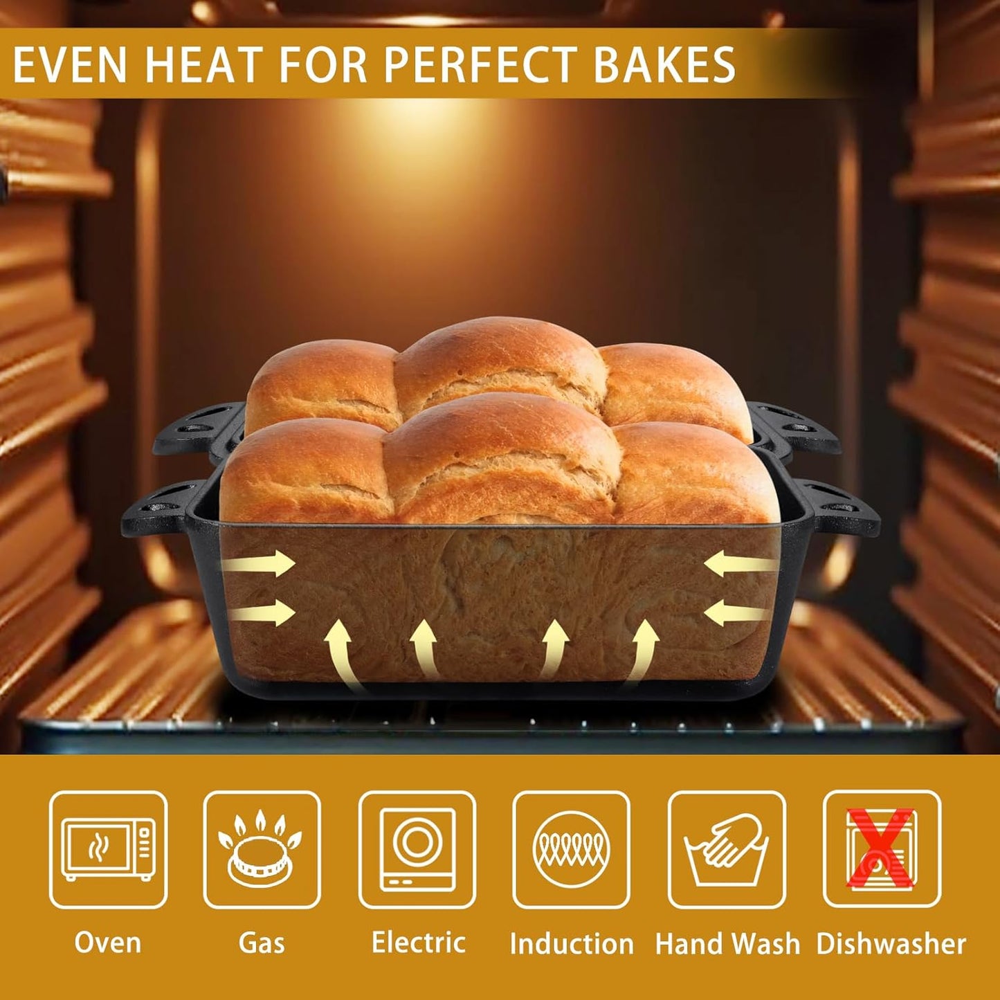 Cast Iron Loaf Pan with Lid 9x5 Inch - Bread Baking Pans for Homemade Bread, 2 Piece Set