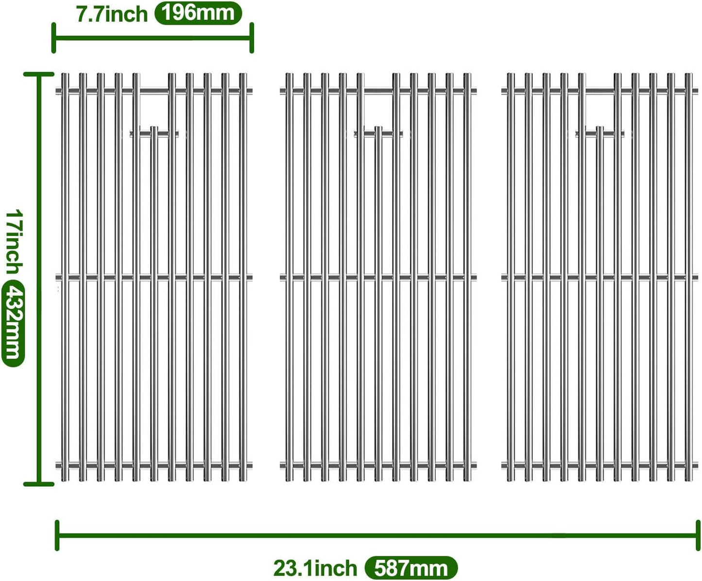 17" Grill Grates for Charbroil Infrared 3 Burner 463242515 463242516 466242515 466242516 G466-0025-W1A 463243016 463246018 463346017 463355220, Stainless Steel Charbroil Grill Replacement Parts