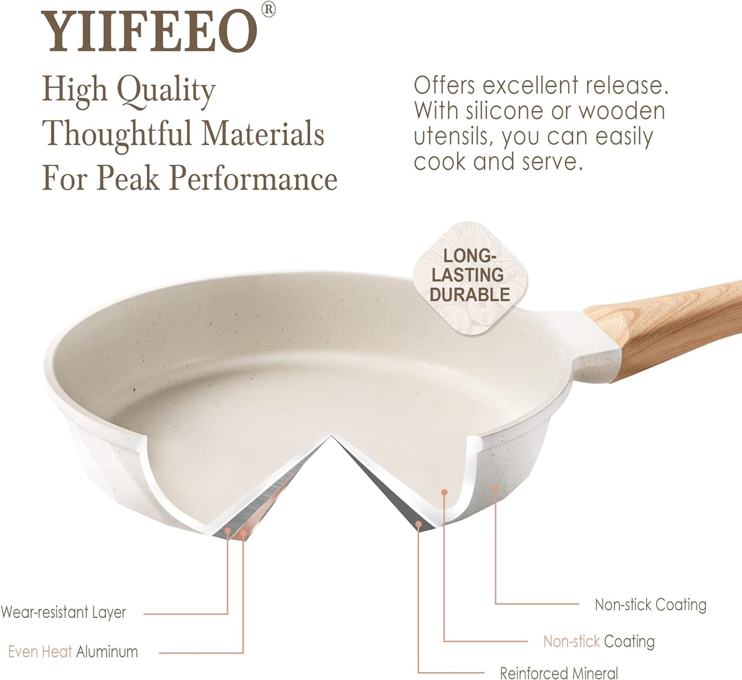 Non-stick Frying Pans Nonstick Frying Pan Set Egg Omelette Pans for Cooking Set, Healthy Granite Skillet Set Kitchen Induction Cookware Chef's Pan Christmas Gift, 8", 9.5" &11"