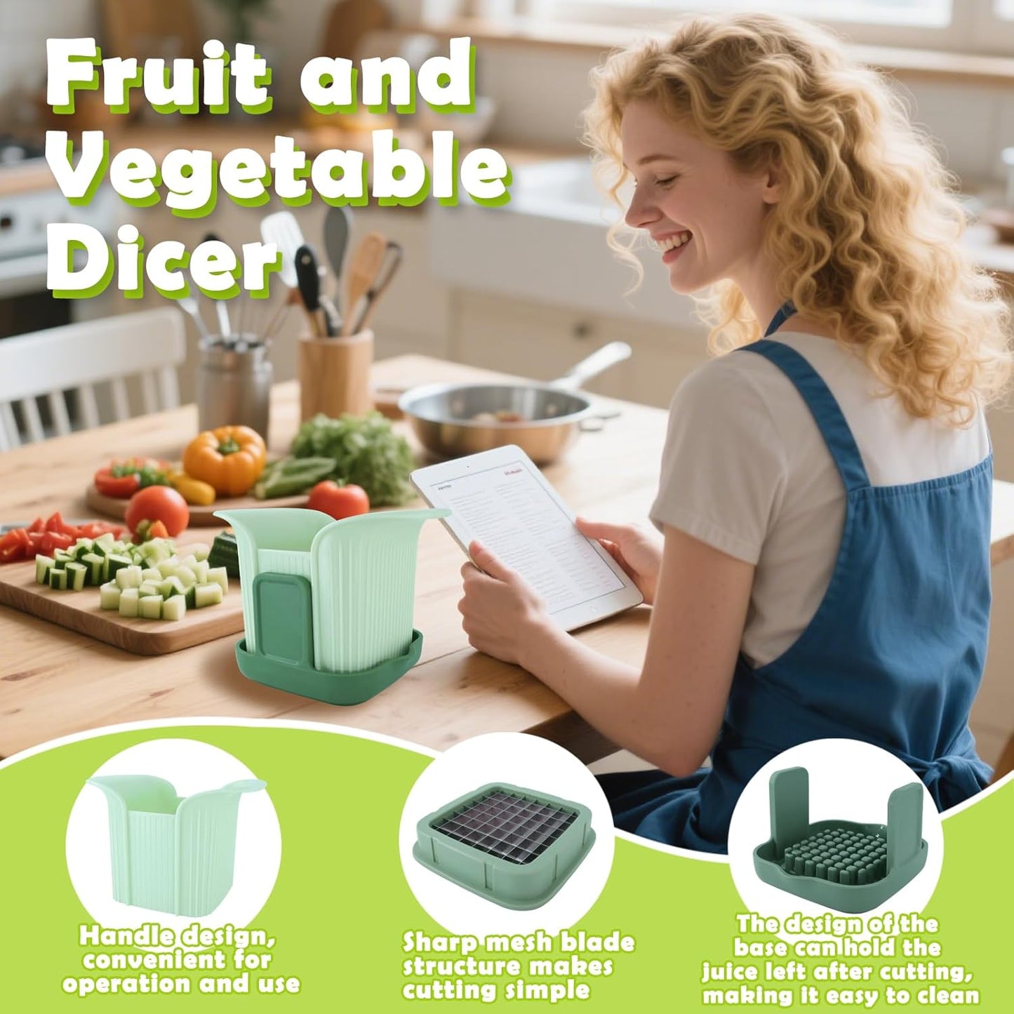 Suuker Onion Chopper with Base,Potato French Fry Cutter,Fruit and Vegetable Slicer,Kitchen Gadgets for Potatoes,Vegetable Chopper，Mandoline Slicer for Kitchen,Food Cutter,Tomato Dicer