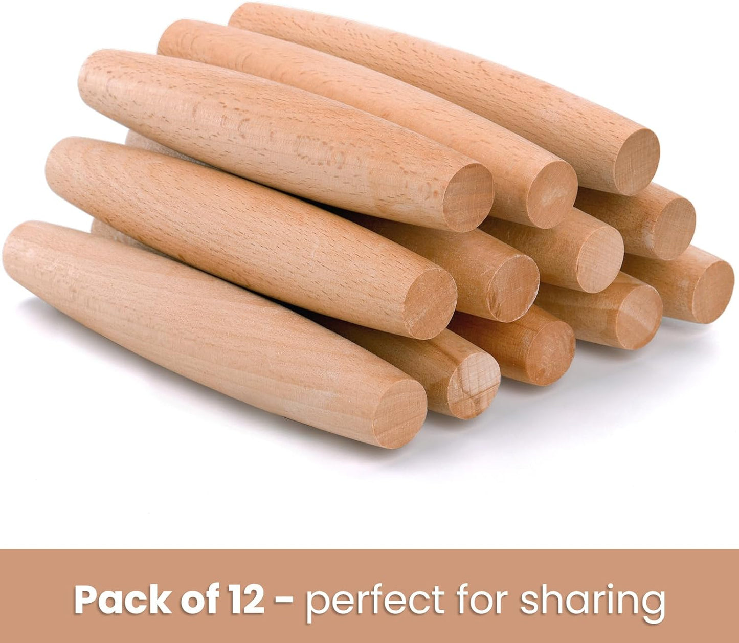 Elsjoy 12 Pack 8 Inch Small Wood Rolling Pins, Non-Stick Wooden Dough Roller Pin for Baking Pie, Cookie, Pasta, Dumpling