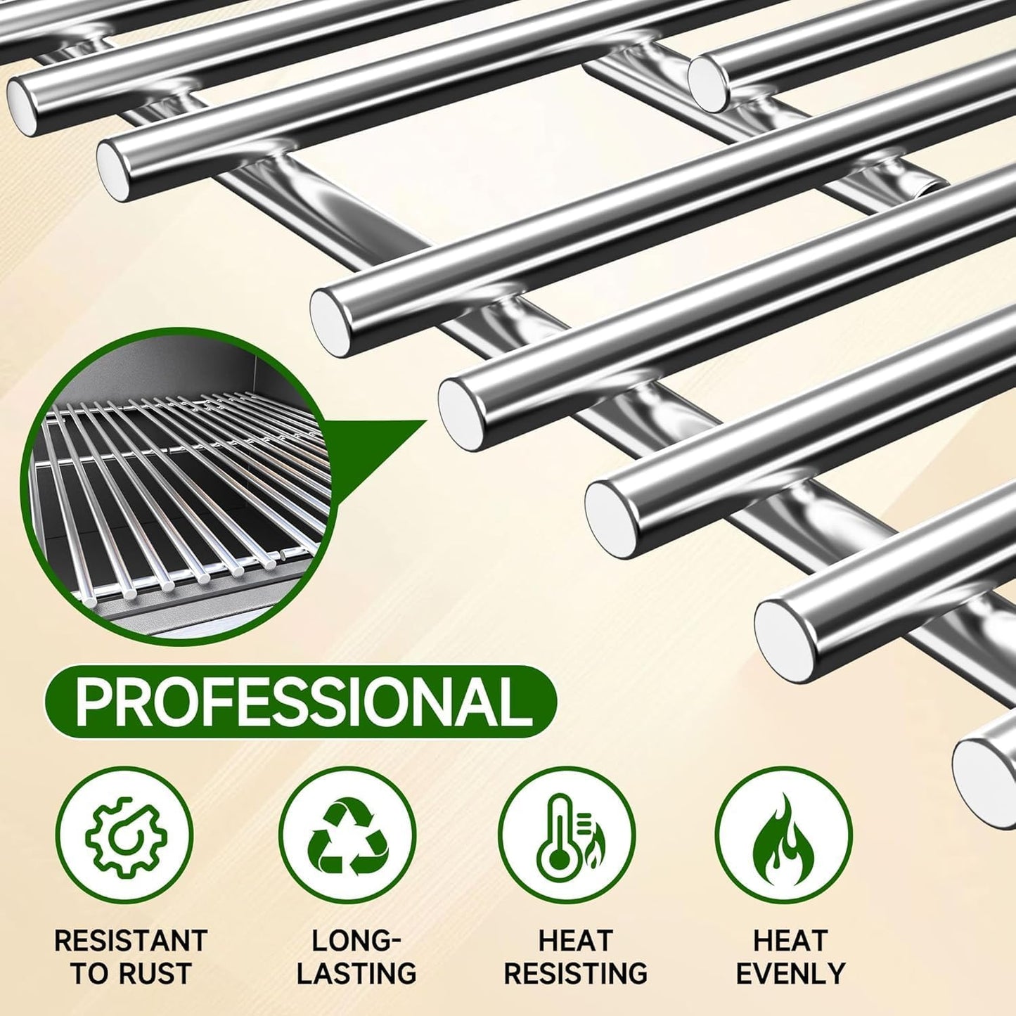 19 3/4" Stainless Steel Cooking Grates Replacement for Chargriller 2121, 2123, 2222, 2828, 3001, 3030, 3725, 4000, 5050, 5252