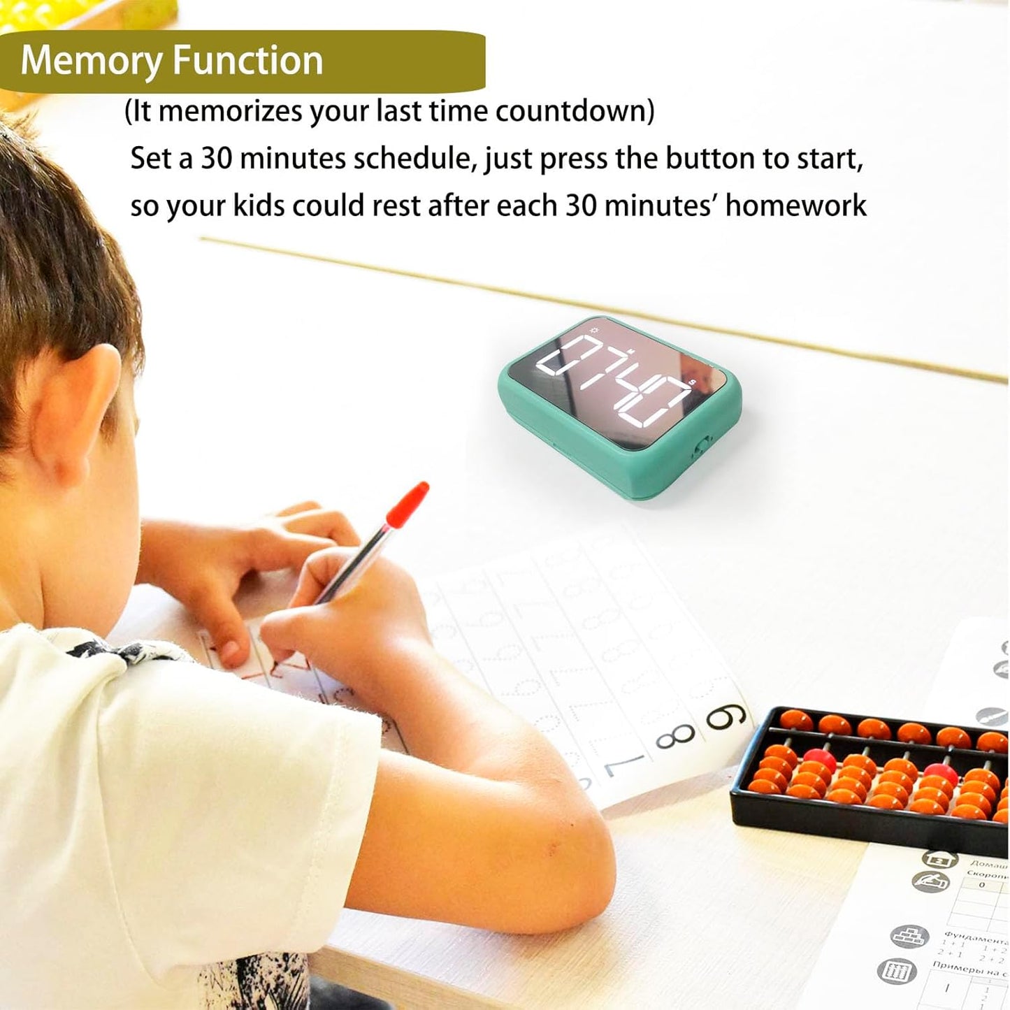4-inch Timers for Kids, Large Magnetic Digital Kitchen timers with Constant Bright Function for Classroom, Silent Timer for Students and Teachers (1, Green)