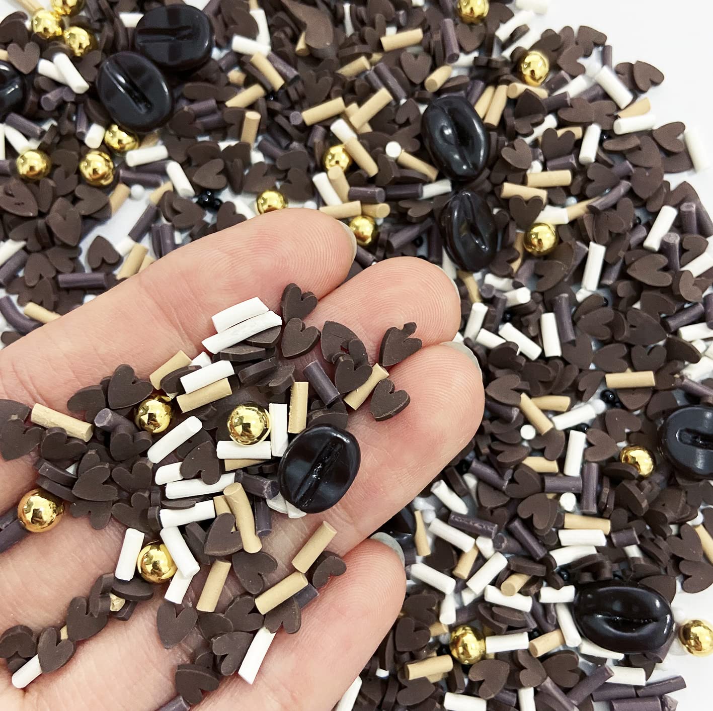 EHOPE Fake Sprinkles Resin Sprinkles Fake Candy Sprinkles Clay Sprinkles Polymer Sprinkles Polymer Clay Slices for Nail Art DIY Crafts Cake Phone Case(40G-Chocolate-41)