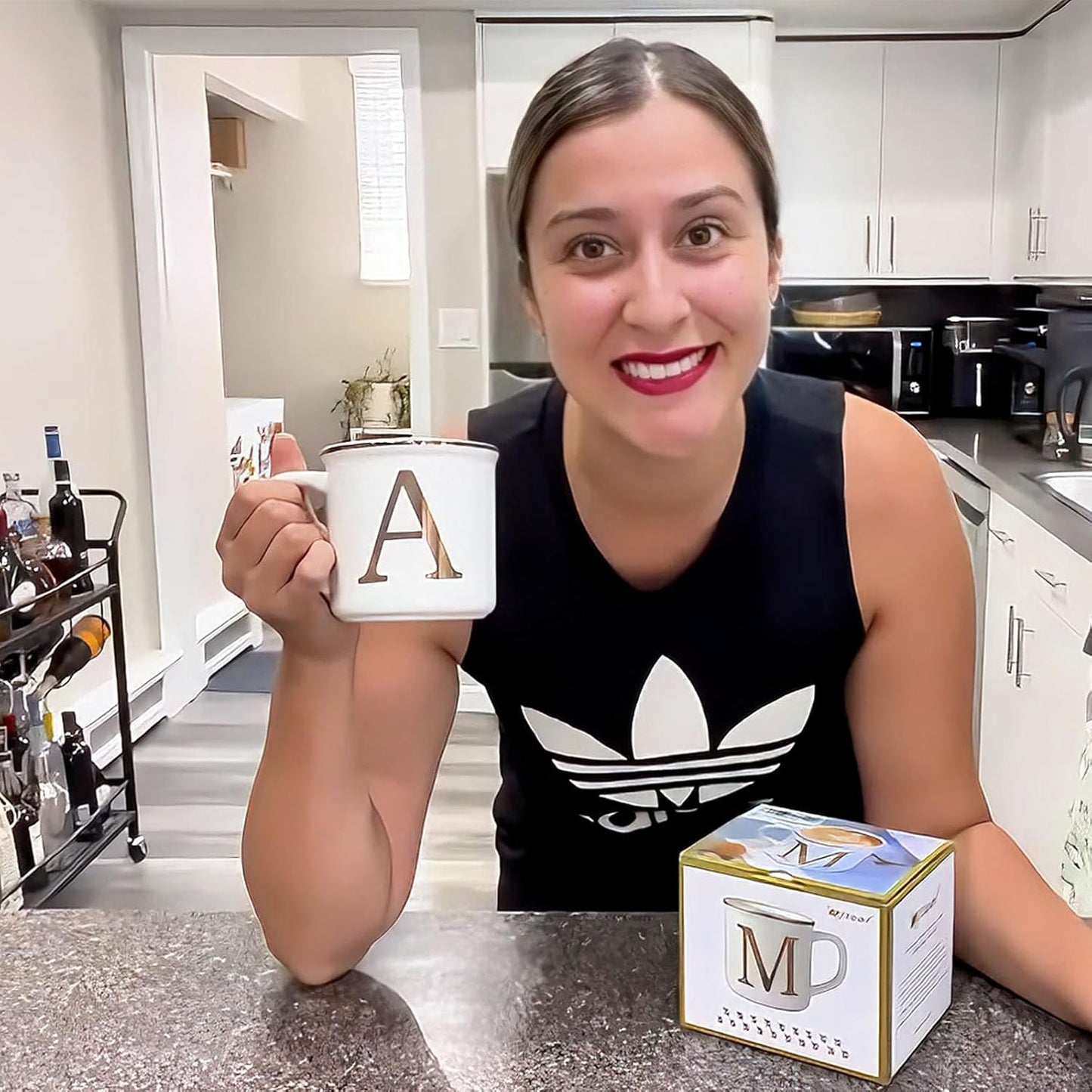 Miicol Ceramic Coffee Mug 16 oz, Monogram Coffee Cup, Golden Initial Tea Mug, Personalized Tea Cup, Unique Gift, Large Mug for Home, Office, Letter A