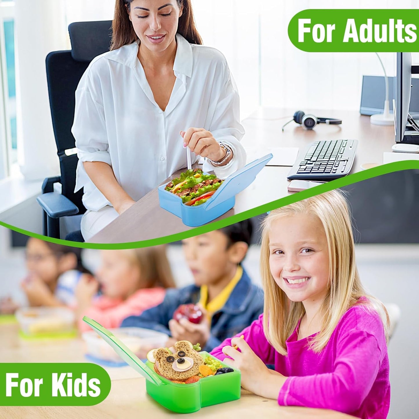 Alphatool 20 Oz Sandwich Containers for Kids, Toast Shape Lunch Box with Lids, Reusable BPA Free Plastic, Microwave & Freezer Safe, Small Food Storage Case for Kids Adults Snack Meal Prep (4 PCS)