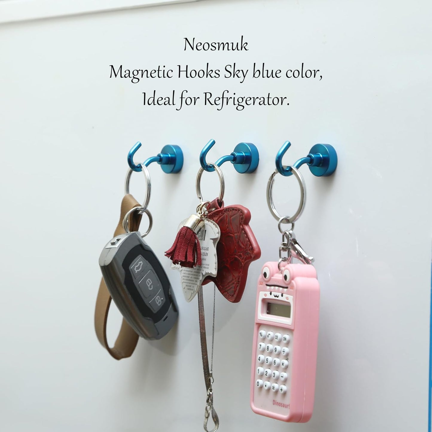 Neosmuk Magnetic Hooks,30lb+ Heavy Duty Earth Magnets with Hook for Refrigerator, Extra Strong Cruise Hook for Hanging, Magnetic Hanger for Cabins, Grill (Blue, Pack of 10)