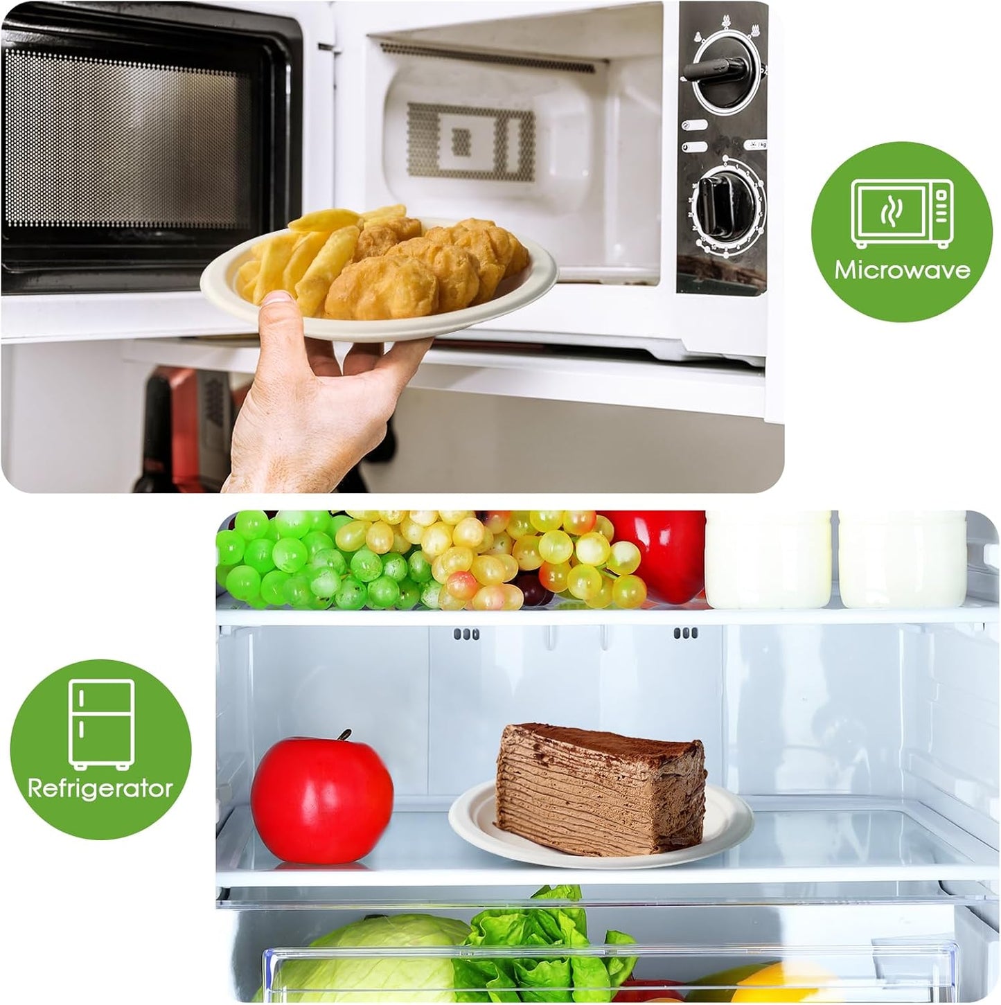 ECOLipak 6 Inch Disposable Compostable Small Paper Plates, 200 Pack Recycled Sugarcane Bagasse Biodegradable Heavy Duty Mini Dinner Appetizer Cake Dessert Plates for Party(White)