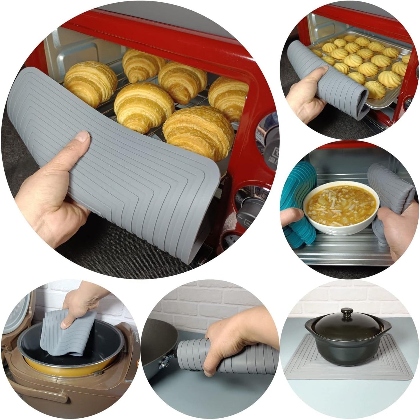 Silicone Trivets Mats Set for Hot Dishes, Pots and Pans - 9 X 12 Teal Hot Pads for Kitchen, Multi-Purpose Heat Resistant Mat Pot Holders 2 Pack