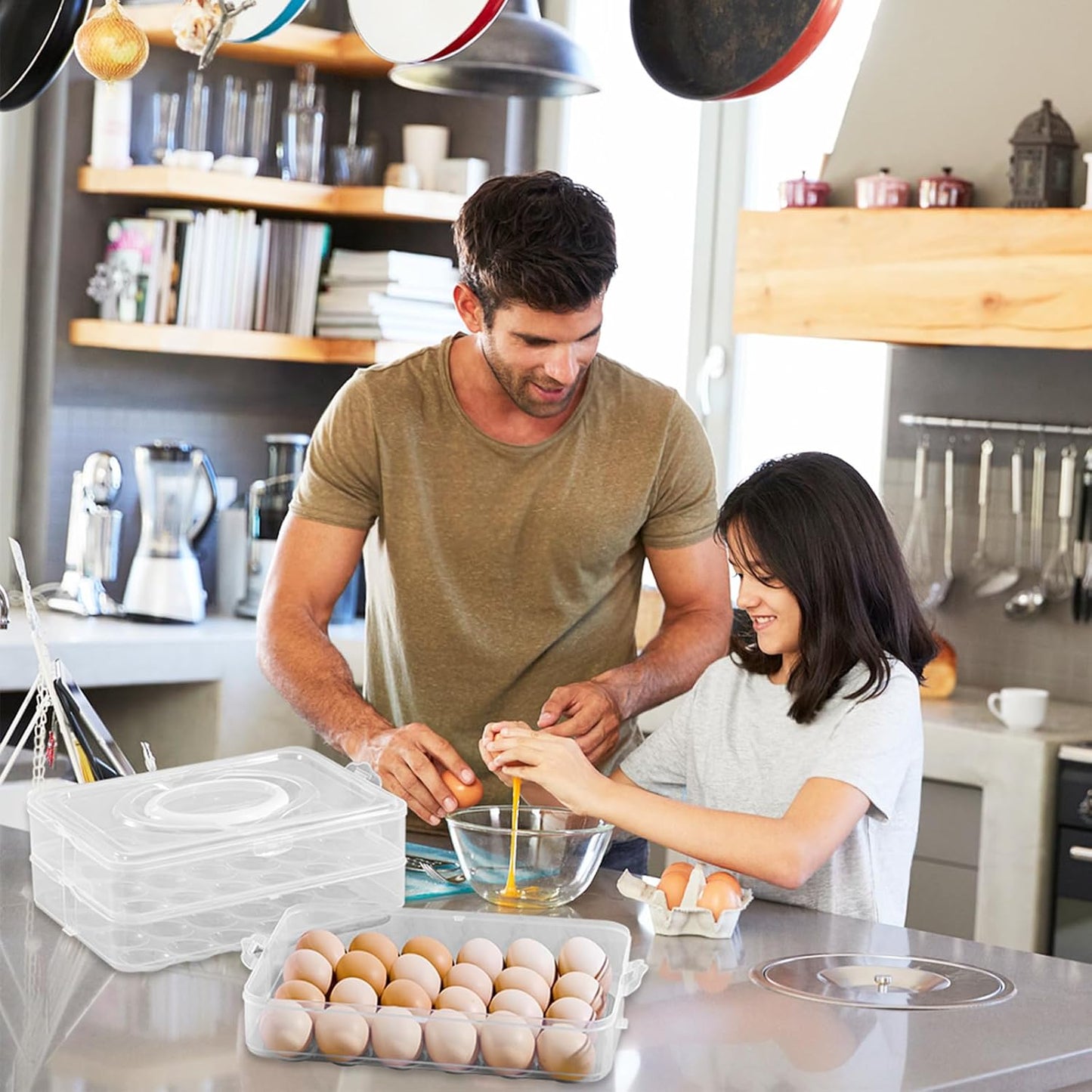 Egg Holder for 72 Eggs,3-Layer Plastic Egg Container,Deviled Egg Tray with Handle Lid,Devil Egg Holder for Refrigerator,Kitchen,Easter Party,Keep Fresh