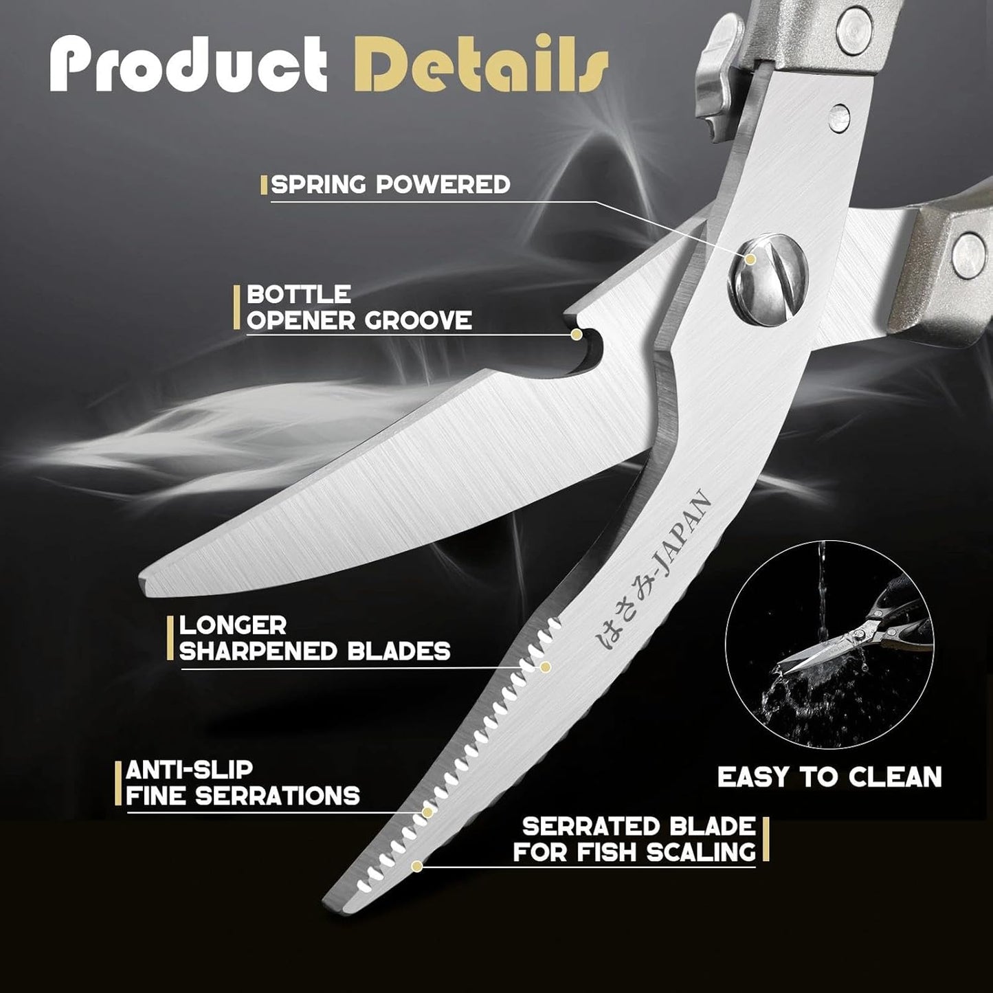 Huusk Kitchen Scissors Set, Poultry Shears Heavy Duty with Spring Loaded, Kitchen Meat Scissors All Purpose for Food, Chicken, Fish