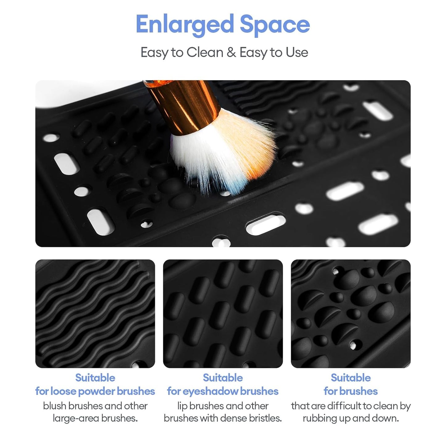 IeBilif Sink Cover for Counter Space, Foldable Bathroom Sink Covers, Makeup Organizer Mat Space Saver with Hanging Loop, Silicone Makeup Brush Cleaner Mat for Bathroom(Black)