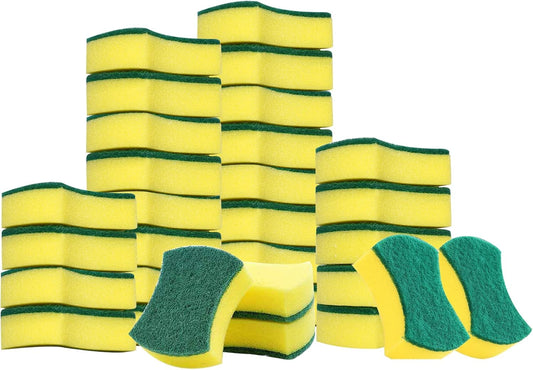 (Pack of 30) Kitchen Sponges Pack,Scrub Daddy sponges,Dish Sponge,Double Face Non-Scratch Scrub Sponge，Super Absorbent Multi-Use Cleaning Sponge,Widely Used in Kitchen, Bathroom, Outdoor