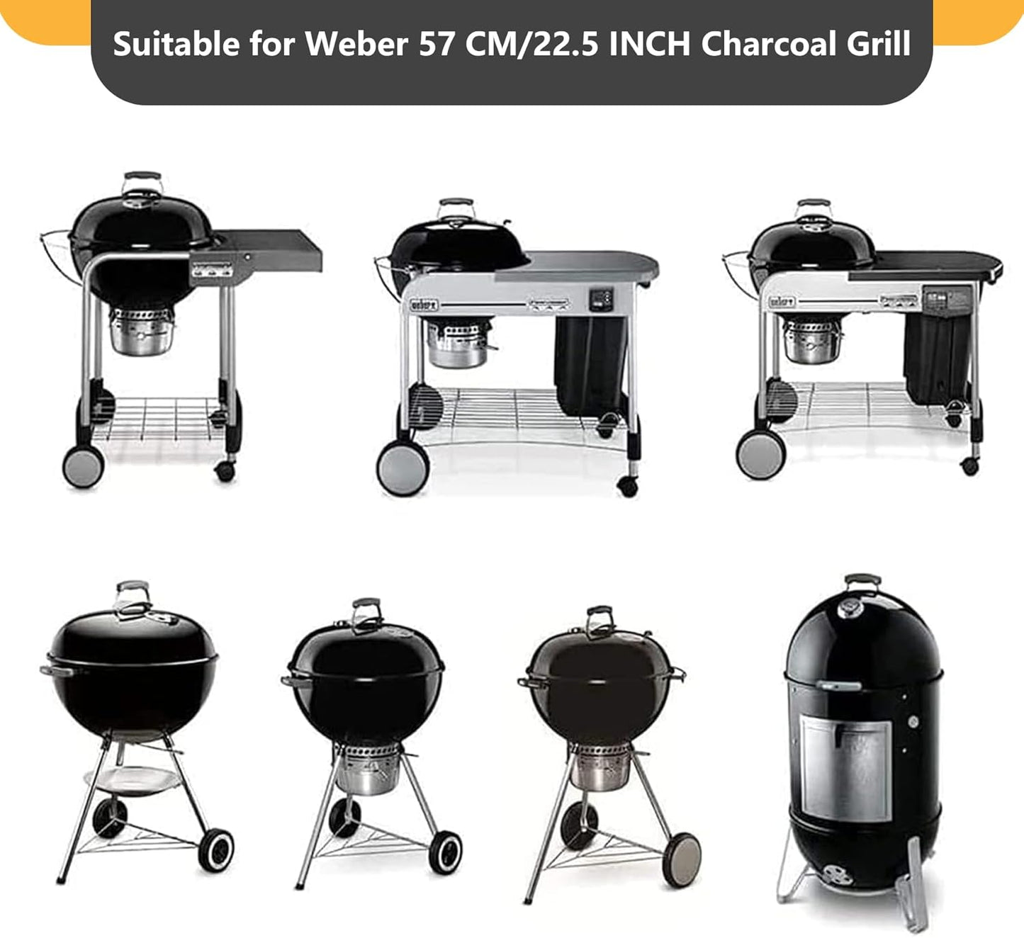 Grill Grates Replacement for Weber 8835, 22.5 inch Charcoal Grills, Kettle, Performer, Master-Touch, Charcoal Smoker, 21.5" Gourmet BBQ System Hinged Stainless Steel Cooking Grate Parts