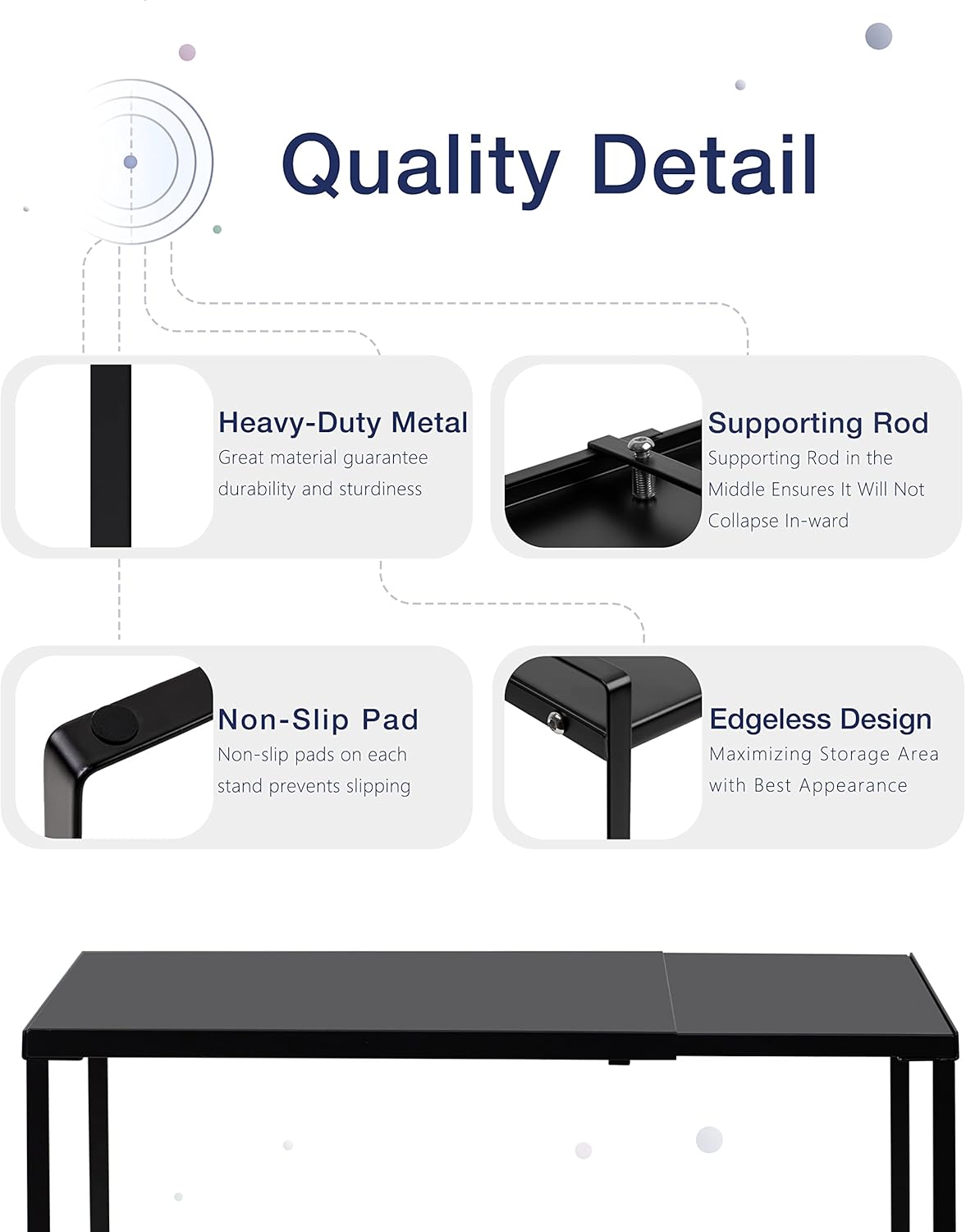 Nxconsu Cabinet Shelf Expandable Organizer Riser Rack for Kitchen Pantry Cupboard Under Sink Countertop Home Organization Extra Storage Space Saver Heavy Duty Metal Edgeless Design Black
