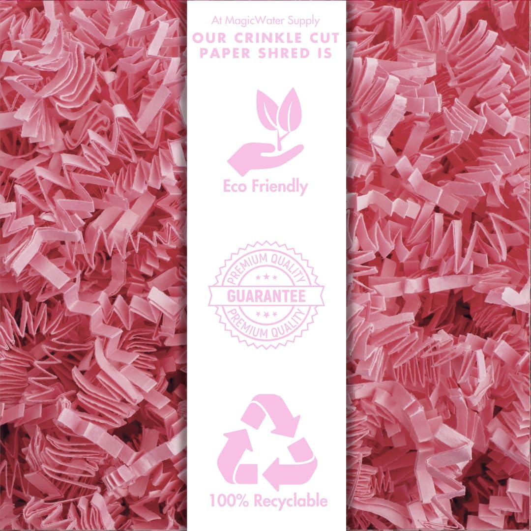 MagicWater Crinkle Cut Paper for Gift Baskets - 2LB - Light Pink - Perfect for Shredded Paper Filler, Basket Filler, Gift Boxes, Bridesmaid Gifts, Halloween Stuffers & More – Ideal for All Occasions