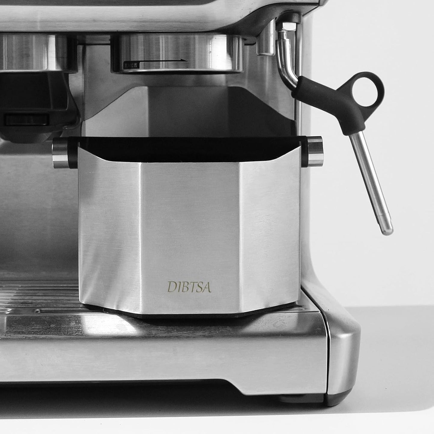 DIBTSA Espresso Knock Box, with Removable Knock Bar and Non-Slip Rubber Base,Coffee Bar Accessories, Stainless Steel, Silver, Large