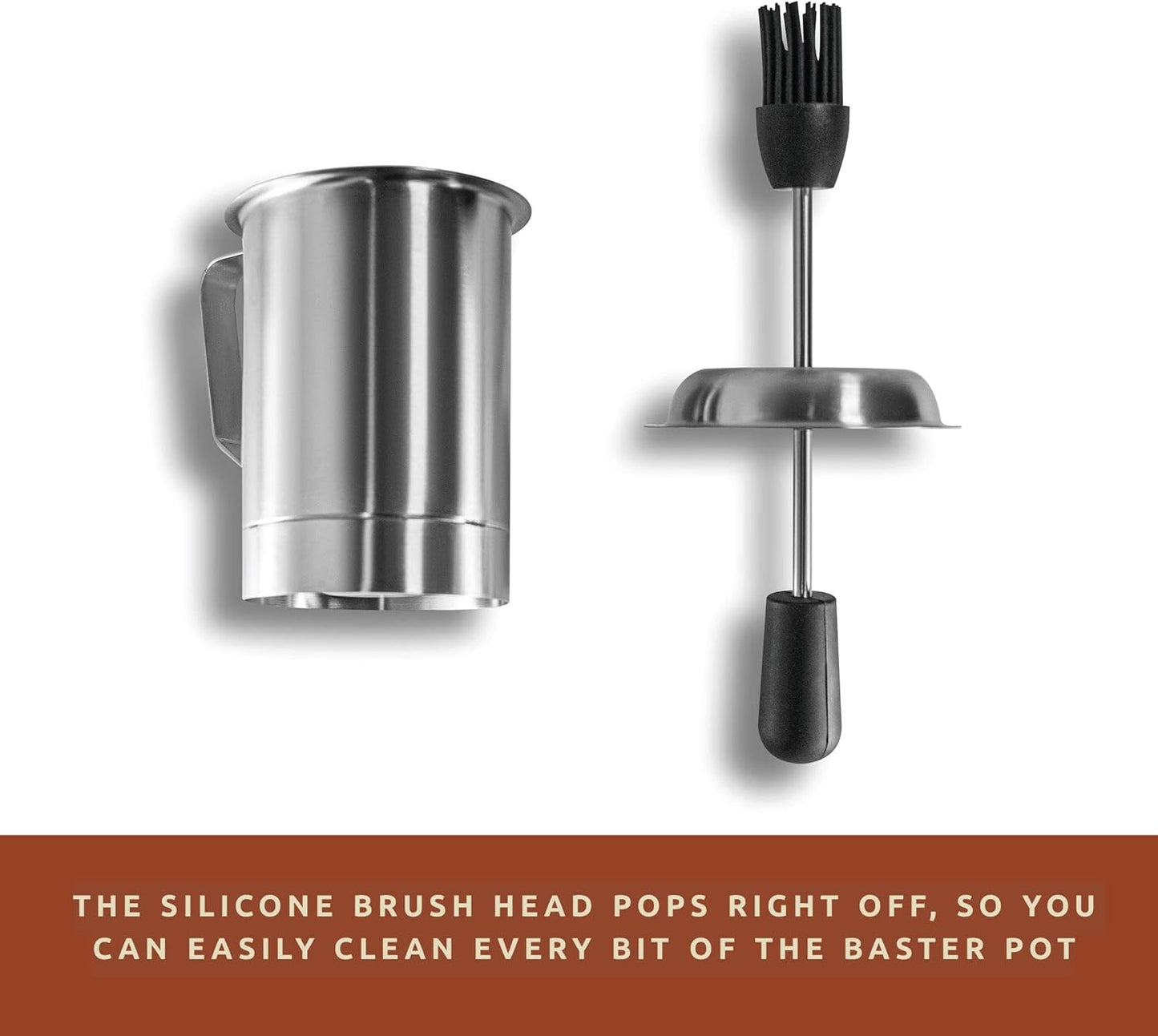 Bellemain Basting Pot & Brush Set - Silicone Basting Brush for Cooking, Smoking & BBQ Grill - Meat Baster Set