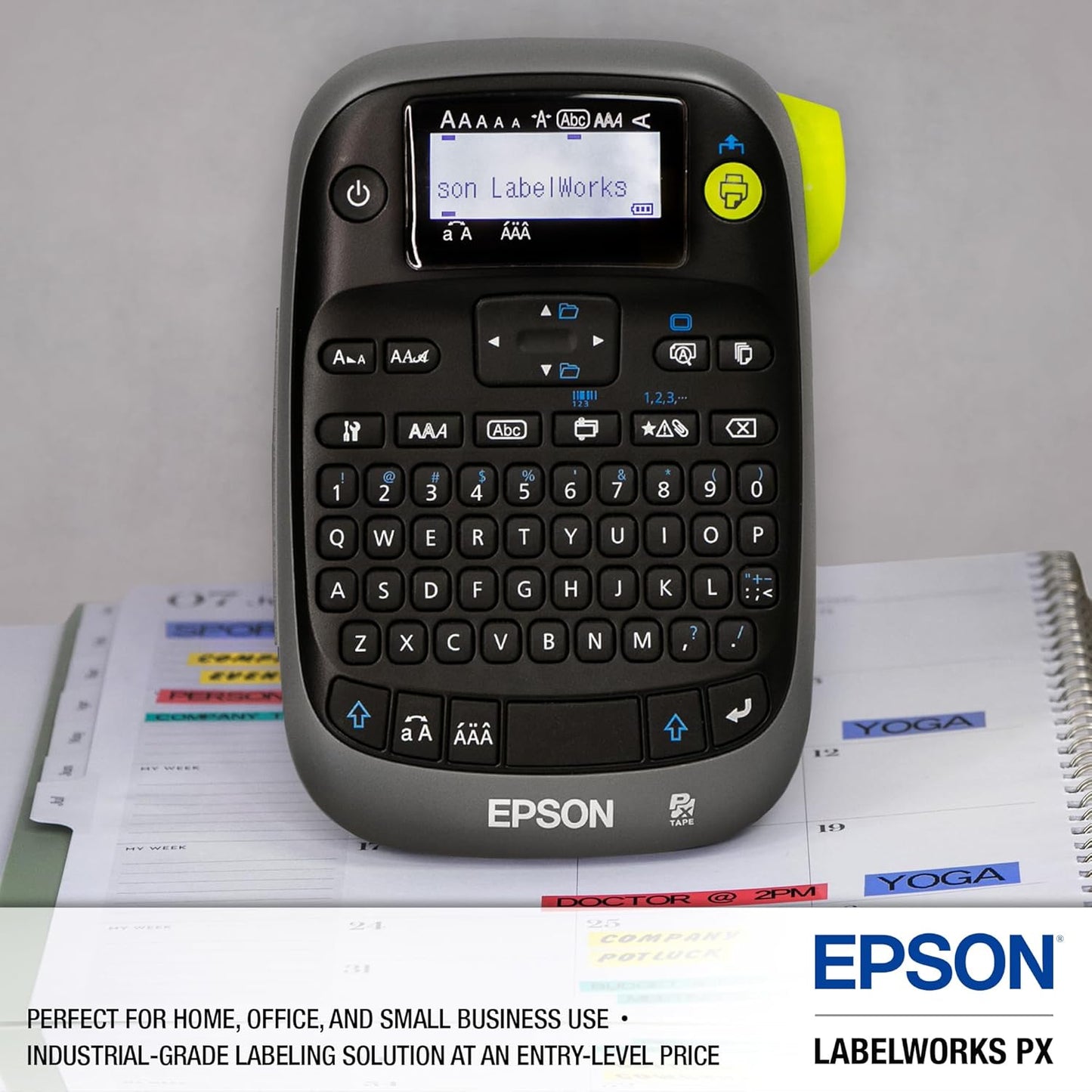 LABELWORKS Epson LW-PX300VP Industrial Label Maker Complete Kit - with Accessories, Sticker Labels, Magnetic Tape Compatible, Only Uses 203 & 205 Shrink Tube Tapes, Portable Handheld Printer