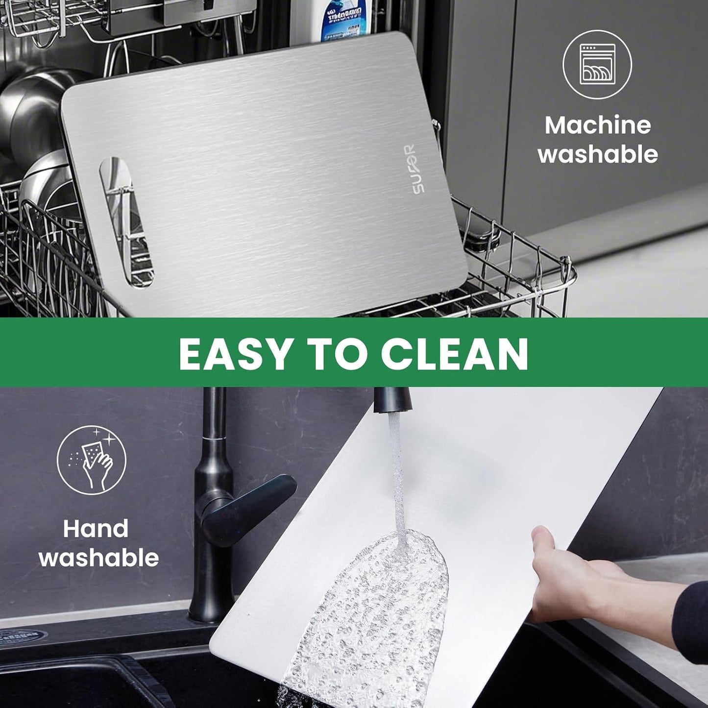 2 Pack Titanium Cutting Board - 100% Pure Titanium Cutting Boards For Kitche,Easy to clean, Double-sided food-grade Cutting Board For Cutting Meats, Fruits And Vegetables,15 * 11