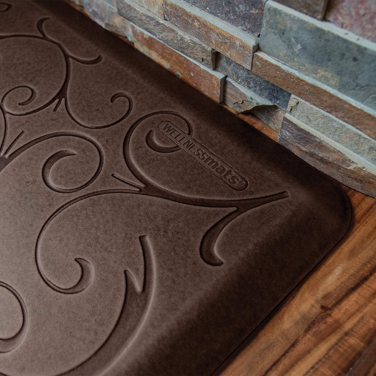 WellnessMats Anti-Fatigue Bella Motif Mat, 72 Inch by 24 Inch, Antique Dark