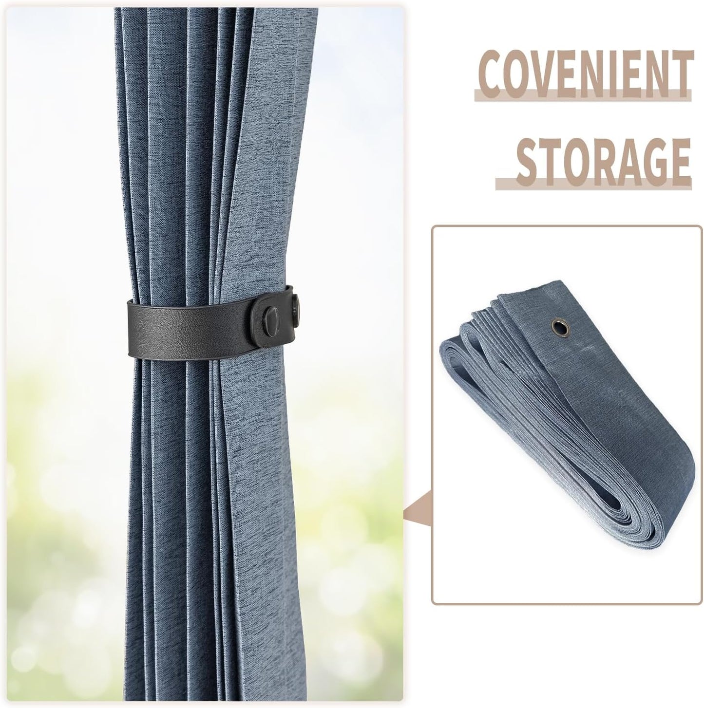 Vatge Door Curtains for Doorways - Faux Linen Accordion Style Door Curtains for Open Closet, Bedroom, and Laundry Room, Bifold Door Cover for Doorway,1 Panel with Tieback, W52 x L78, Blue