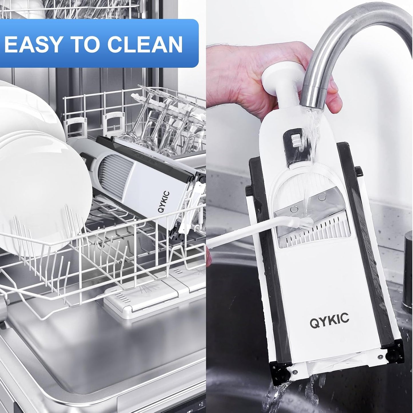 Safe Mandoline Slicer, Potato Clips Slicer,Thickness Adjustable 1-8mm Vegetables Fruits Food Cutter for Cucumber Carrot Lemon (Only Slicer Gray)